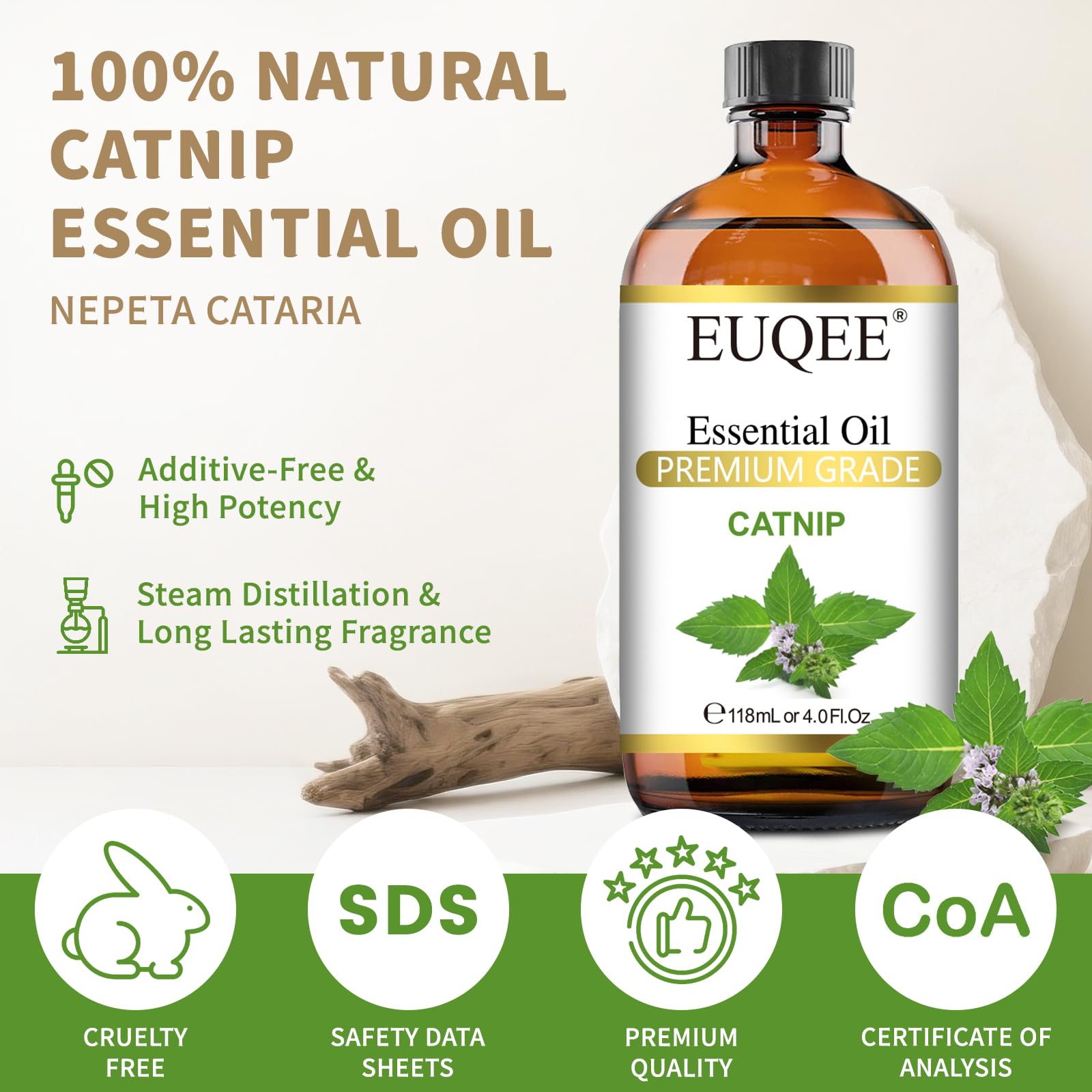 EUQEE Catnip: parfum herbacé en diffuseur pour ambiance calme et fraîche