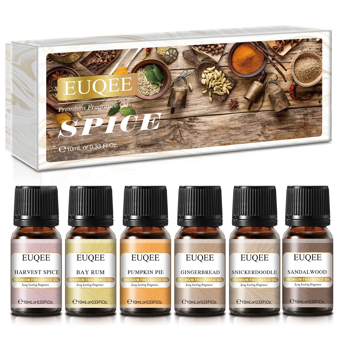 EUQEE Santal : flacon ambré prêt à diffuser une senteur boisée.
