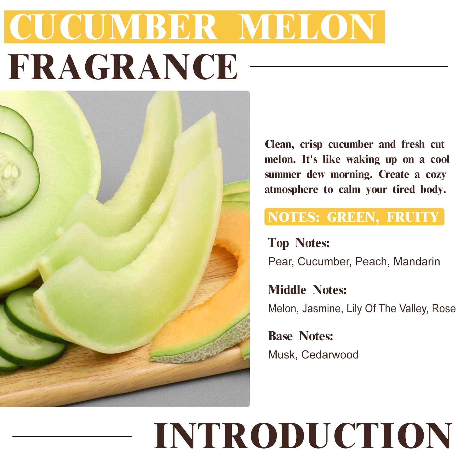 EUQEE huile parfum concombre melon, diffuseur en action, ambiance rafraîchissante.