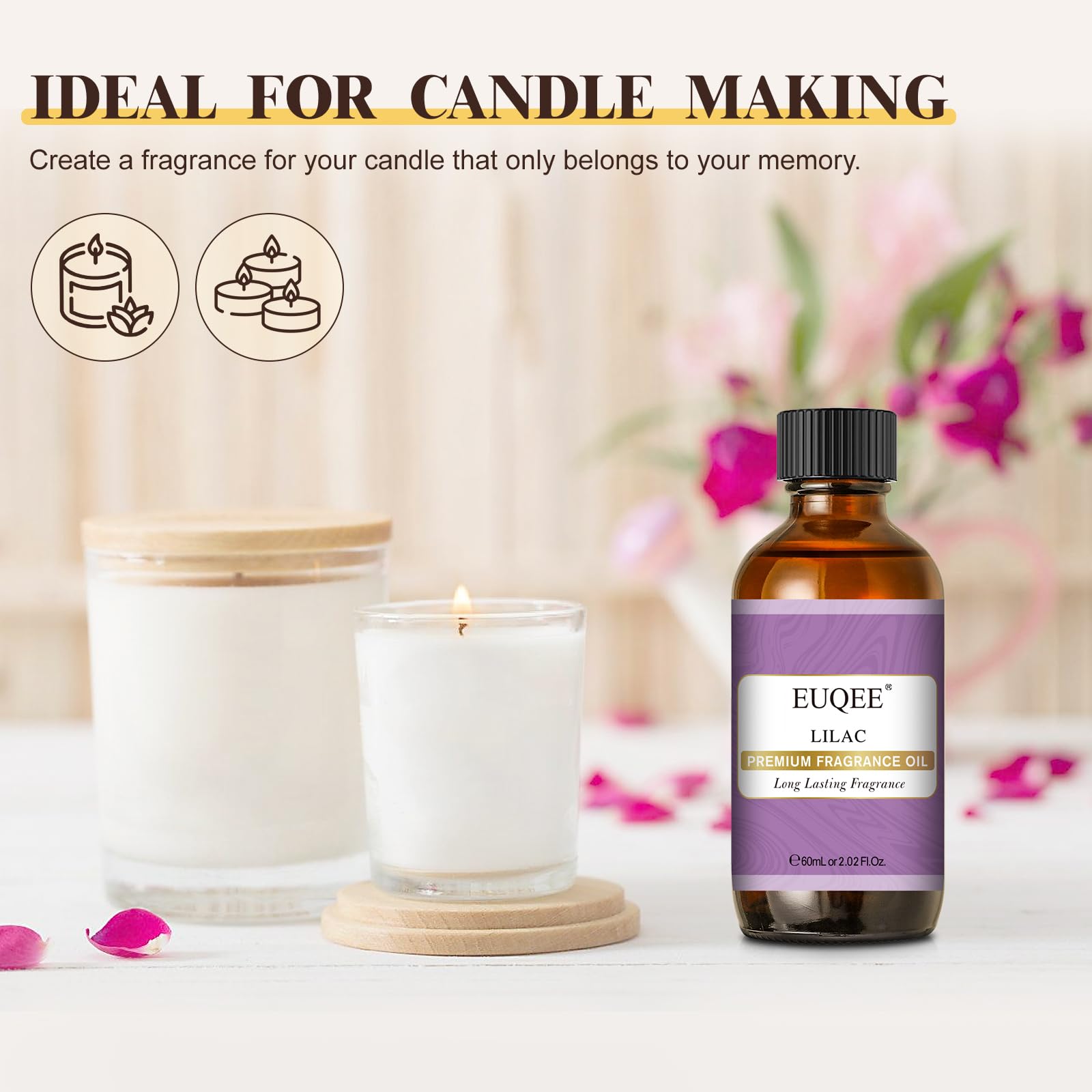 EUQEE huile lilas, diffuseur facile d’emploi pour parfumer salons et chambres.