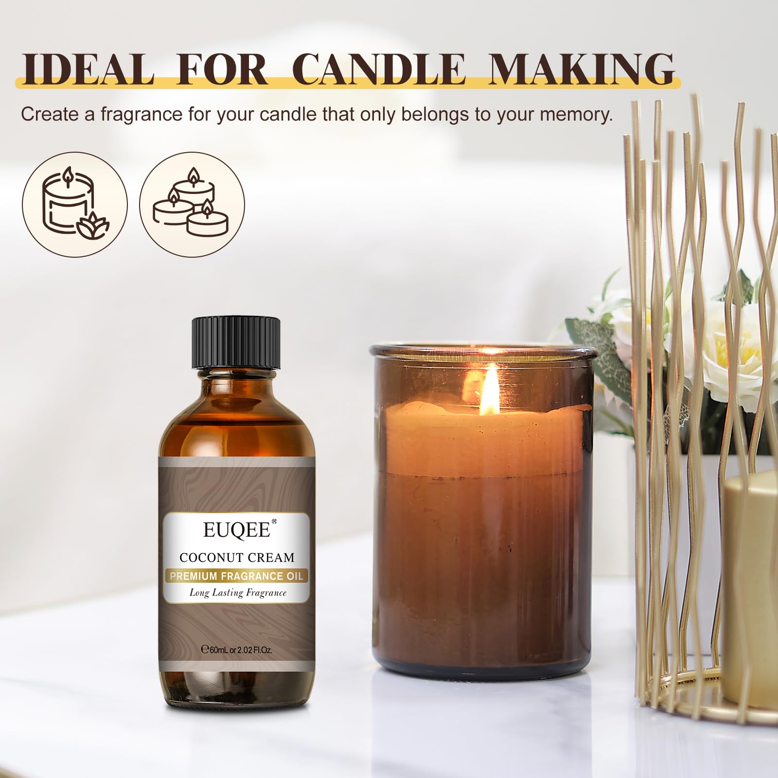 EUQEE huile parfum coco pour savon et bains faits maison.