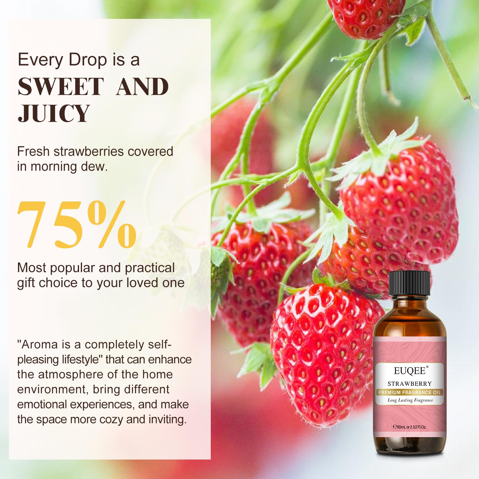 EUQEE huile parfum fraise pour bougies maison.