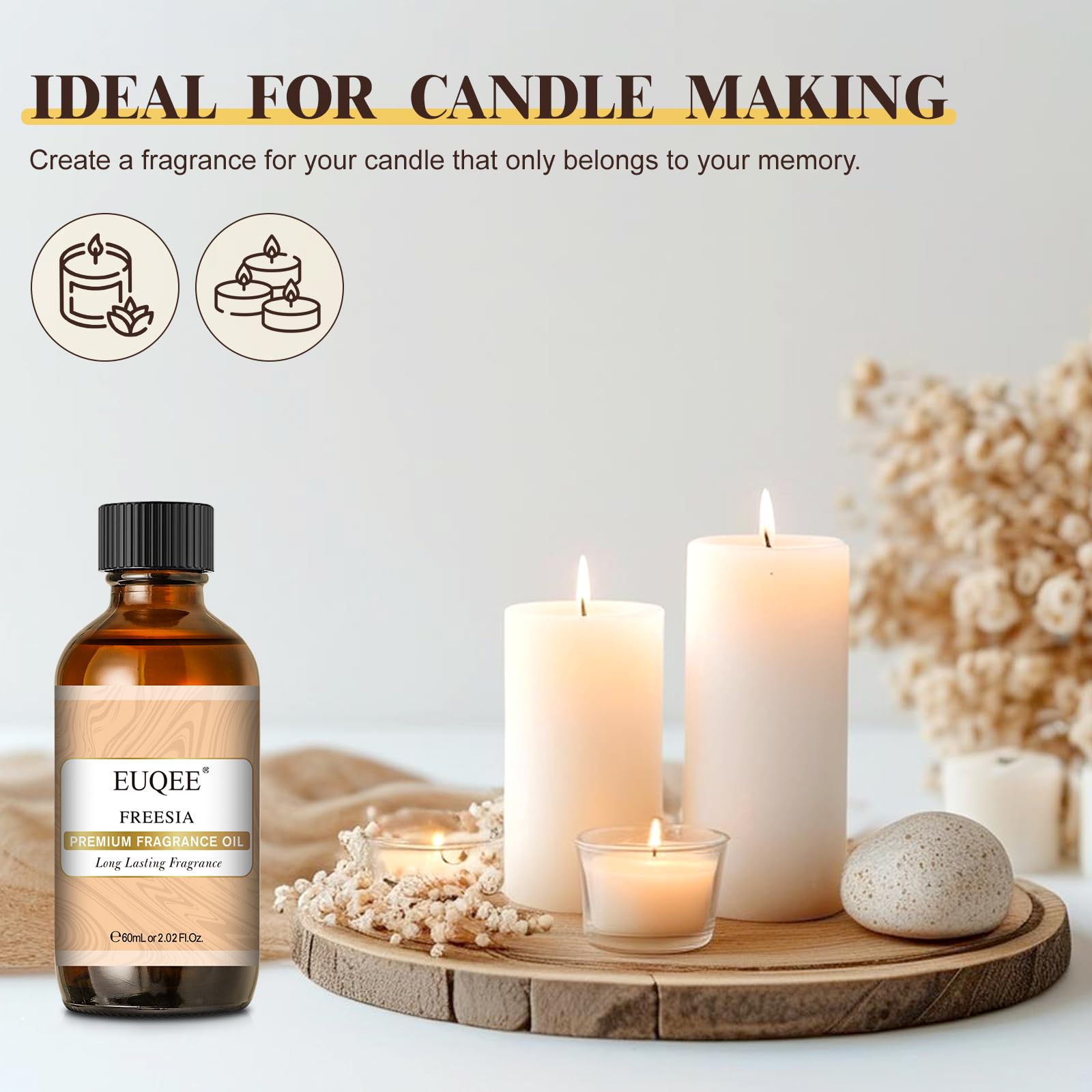 Bougie DIY parfumée Freesia, création maison chaleureuse