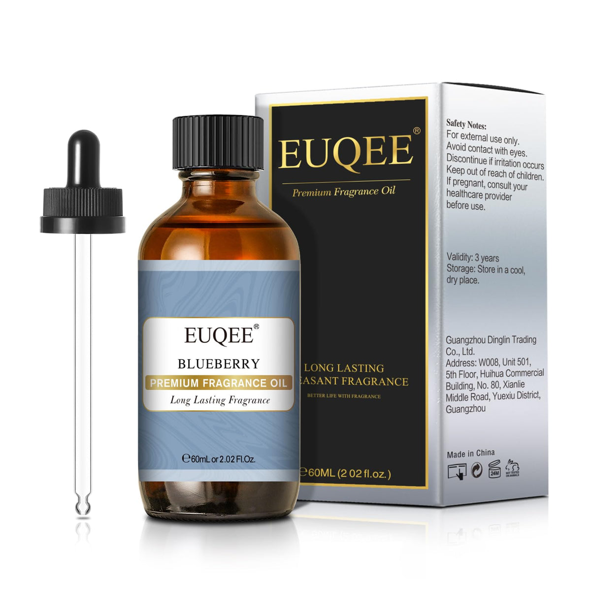 EUQEE huile parfumée myrtille, flacon ambré protégeant l'arôme pour diffusion