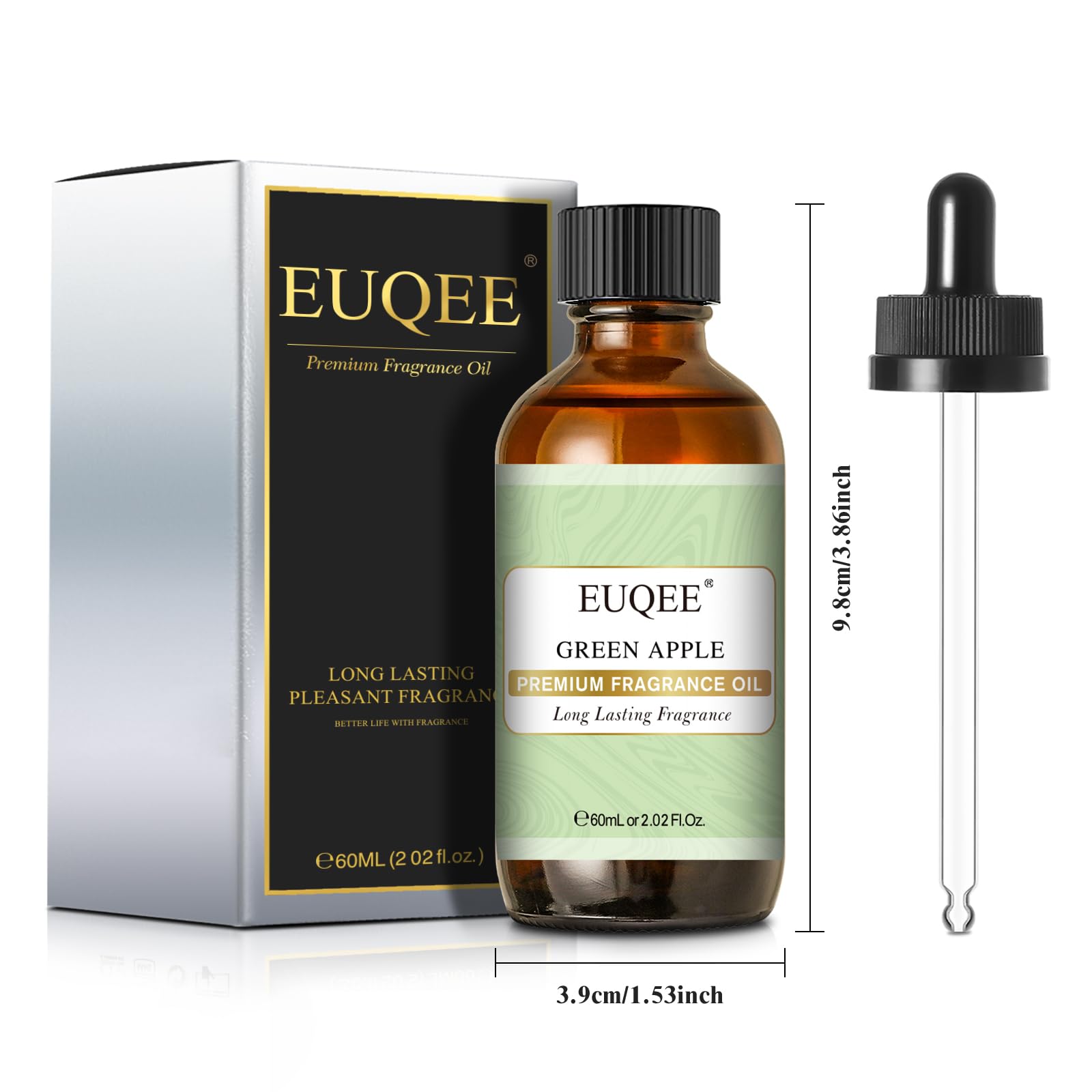 EUQEE huile parfum pomme verte, usage quotidien facile pour diffuseurs et parfums faits maison.