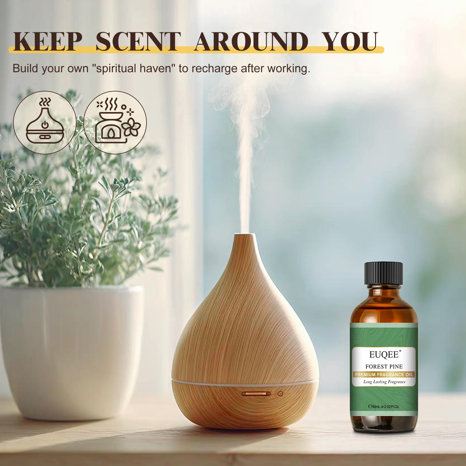 EUQEE Pin Forêt bougie fait maison, parfum durable.