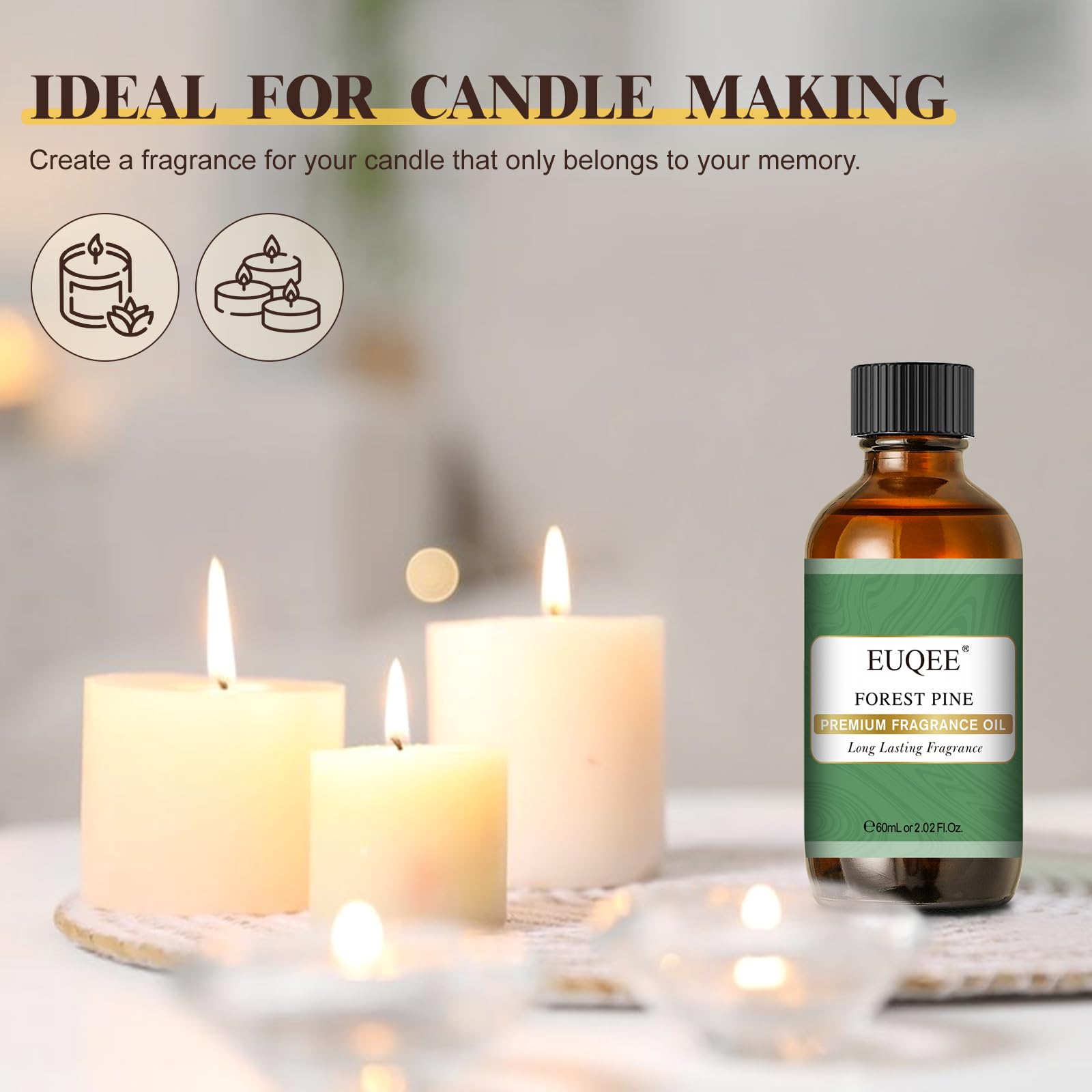 EUQEE Pin Forêt savon fait maison, parfum léger et durable.
