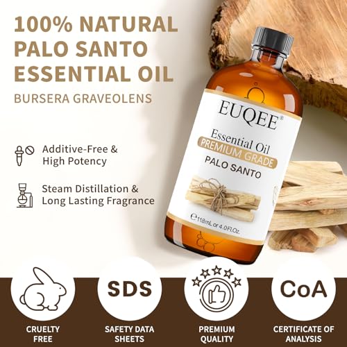 EUQEE Palo Santo avec compte-gouttes pour dosage précis.