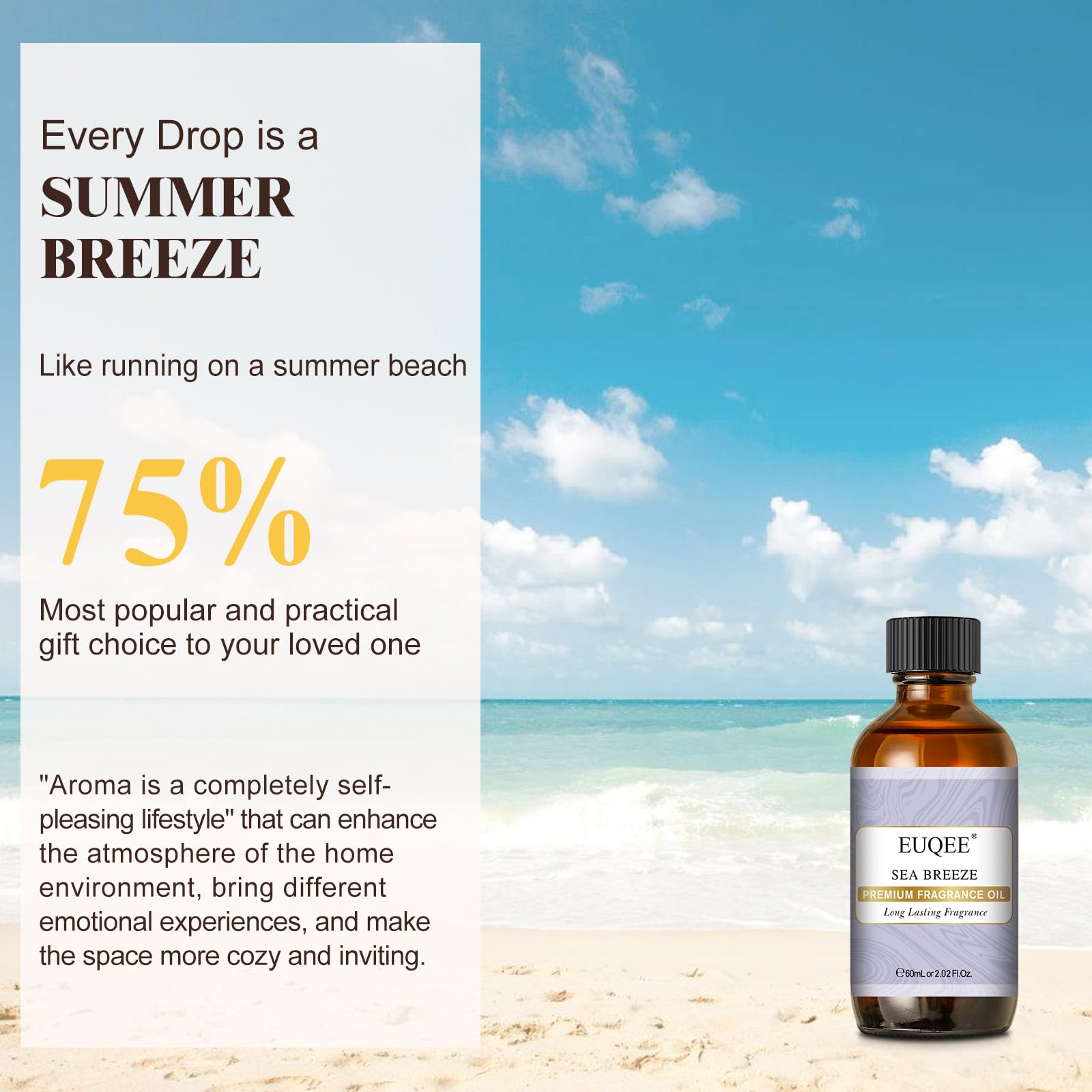 EUQEE Sea Breeze – bougie artisanale dégageant un parfum léger et apaisant.