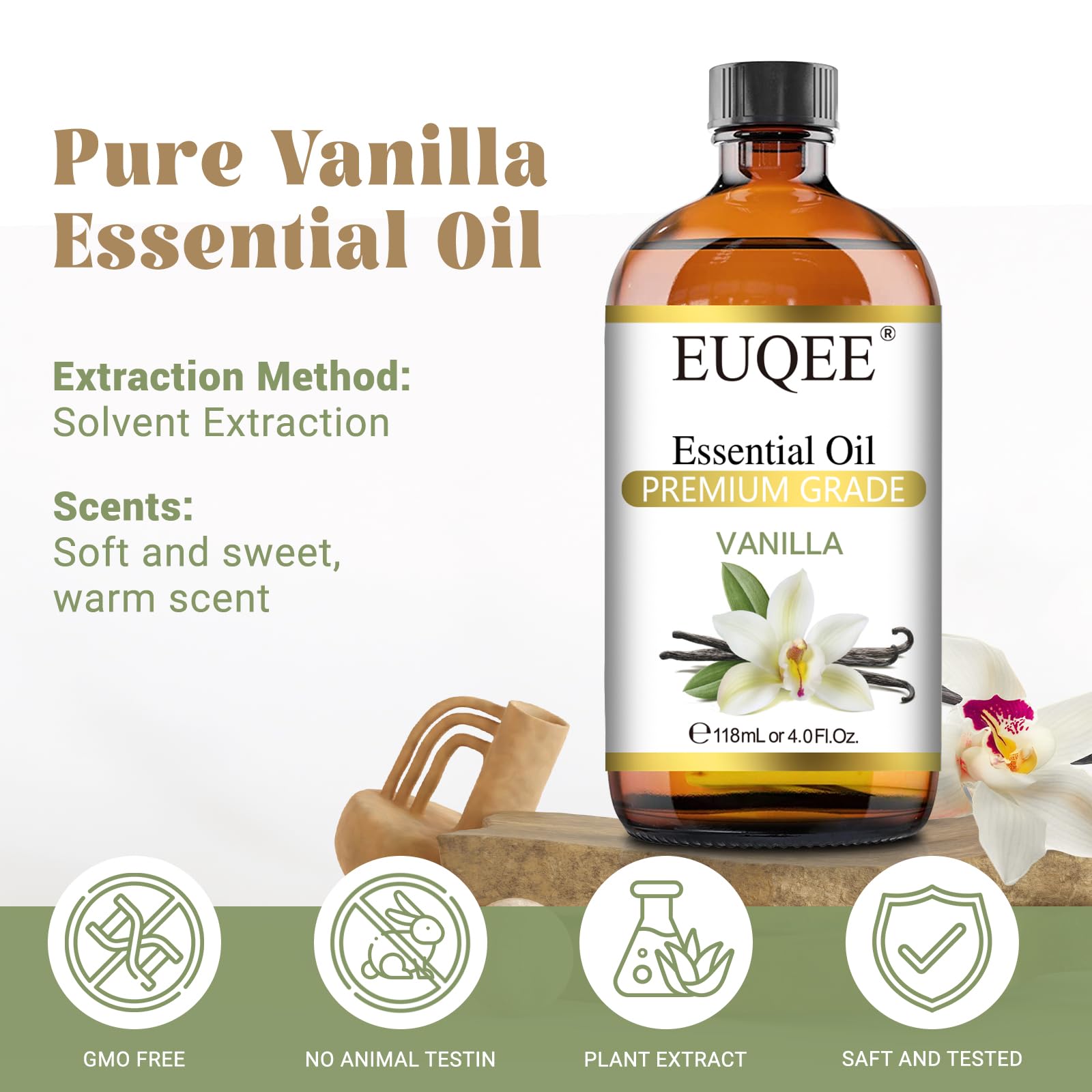 EUQEE Vanille: compte-gouttes pour dosage précis de l huile essentielle.