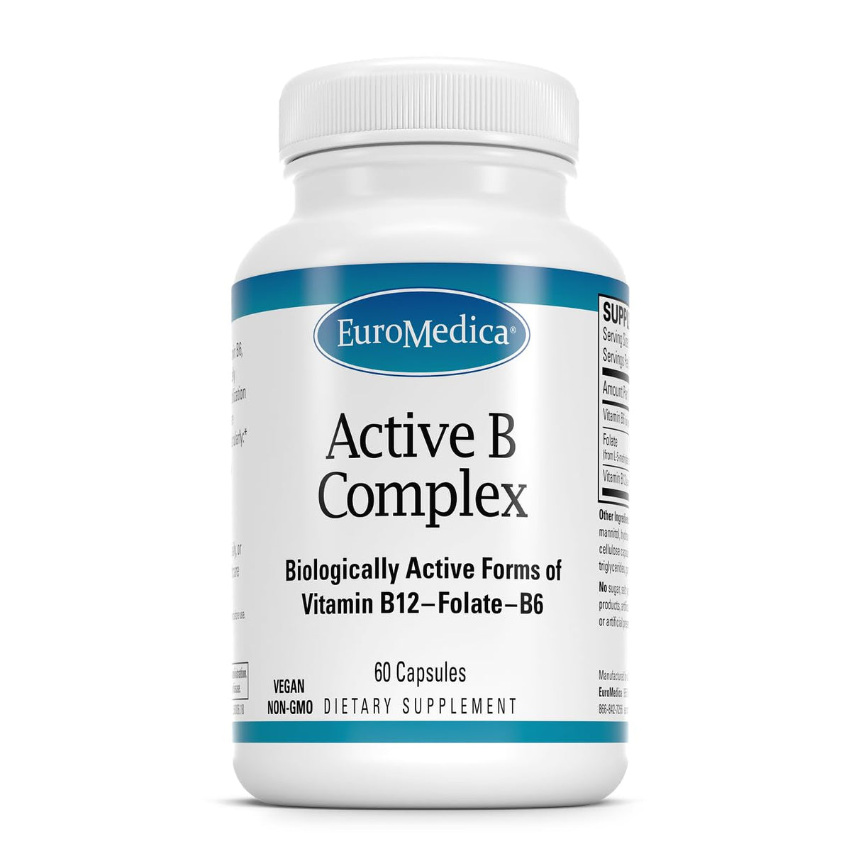 EuroMedica Active B Complex – bouteille: soutien potentiel au cœur et au système nerveux.