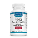 EuroMedica A•D•K2 Cardio Health: bouteille de gélules softgels pour usage quotidien.