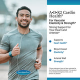 EuroMedica A•D•K2 Cardio Health: composition–vitamines mettant en avant A, D3 et K2.