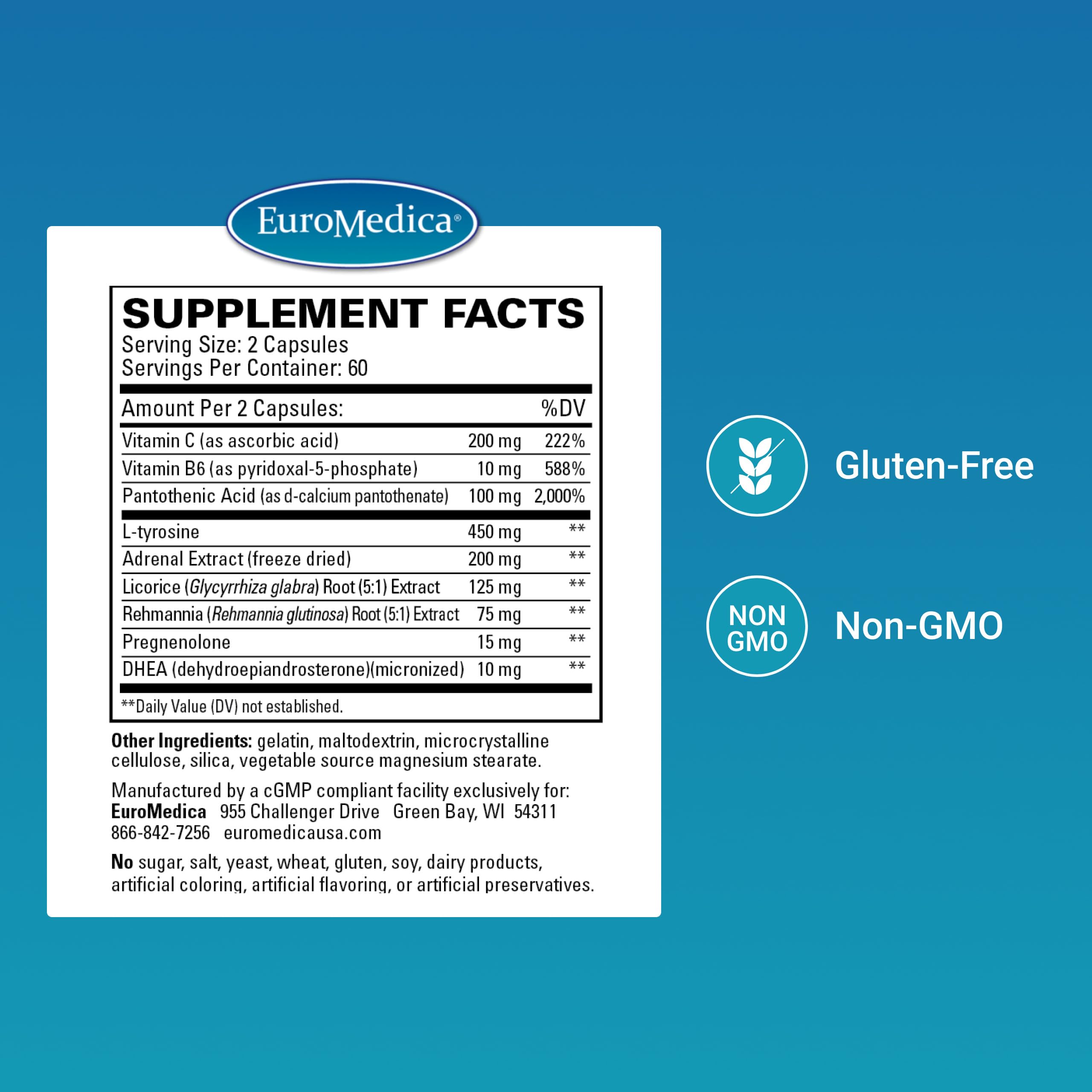 EuroMedica Adrenaplex – Capsules faciles à prendre pour soutien énergétique