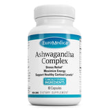 EuroMedica Ashwagandha Complex – bouteille, soutien potentiel pour énergie et concentration