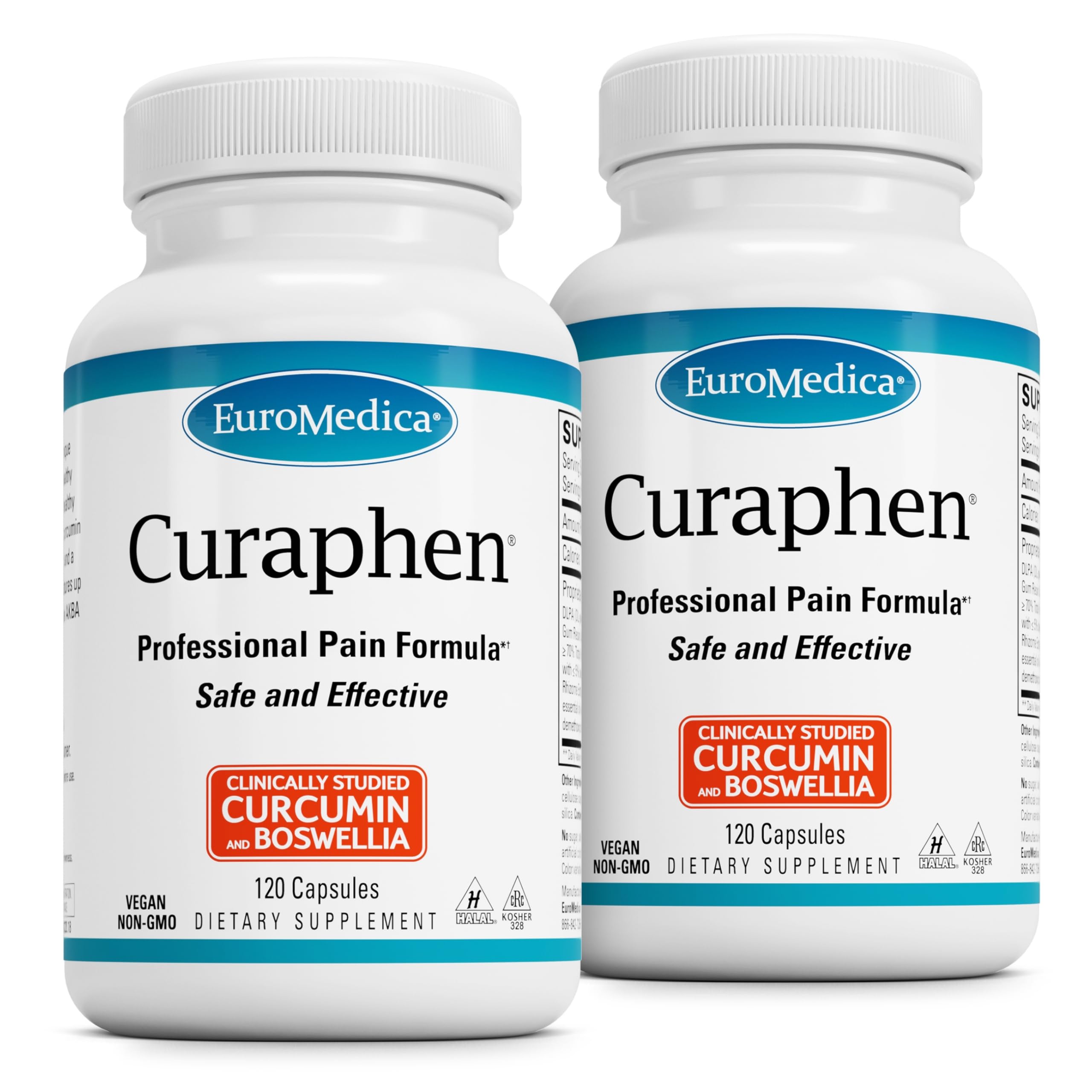 EuroMedica Curaphen: bouteille-curcumine prête pour le soutien occasionnel après l'exercice.