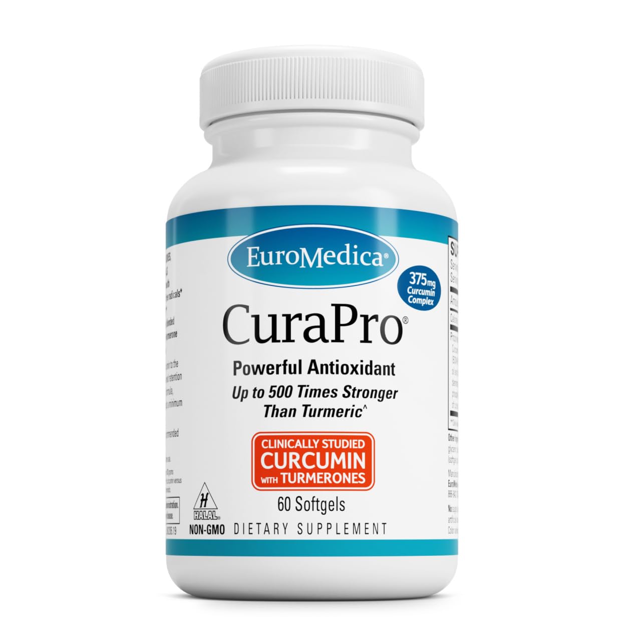 EuroMedica CuraPro: bouteille de gélules, soutien quotidien et absorption améliorée.