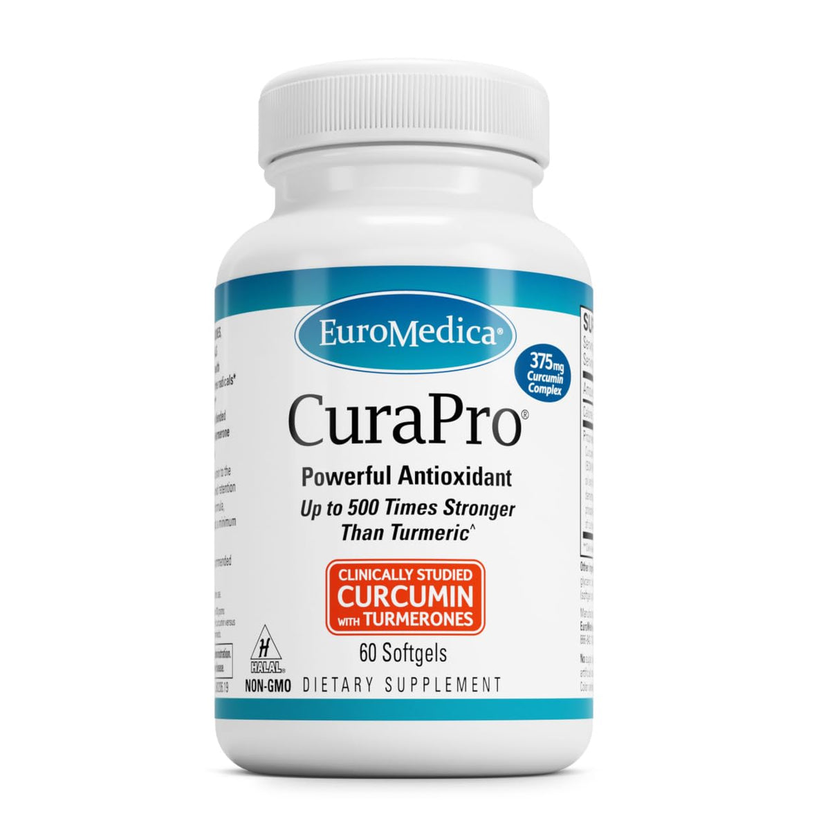 EuroMedica CuraPro: bouteille de gélules, soutien quotidien et absorption améliorée.