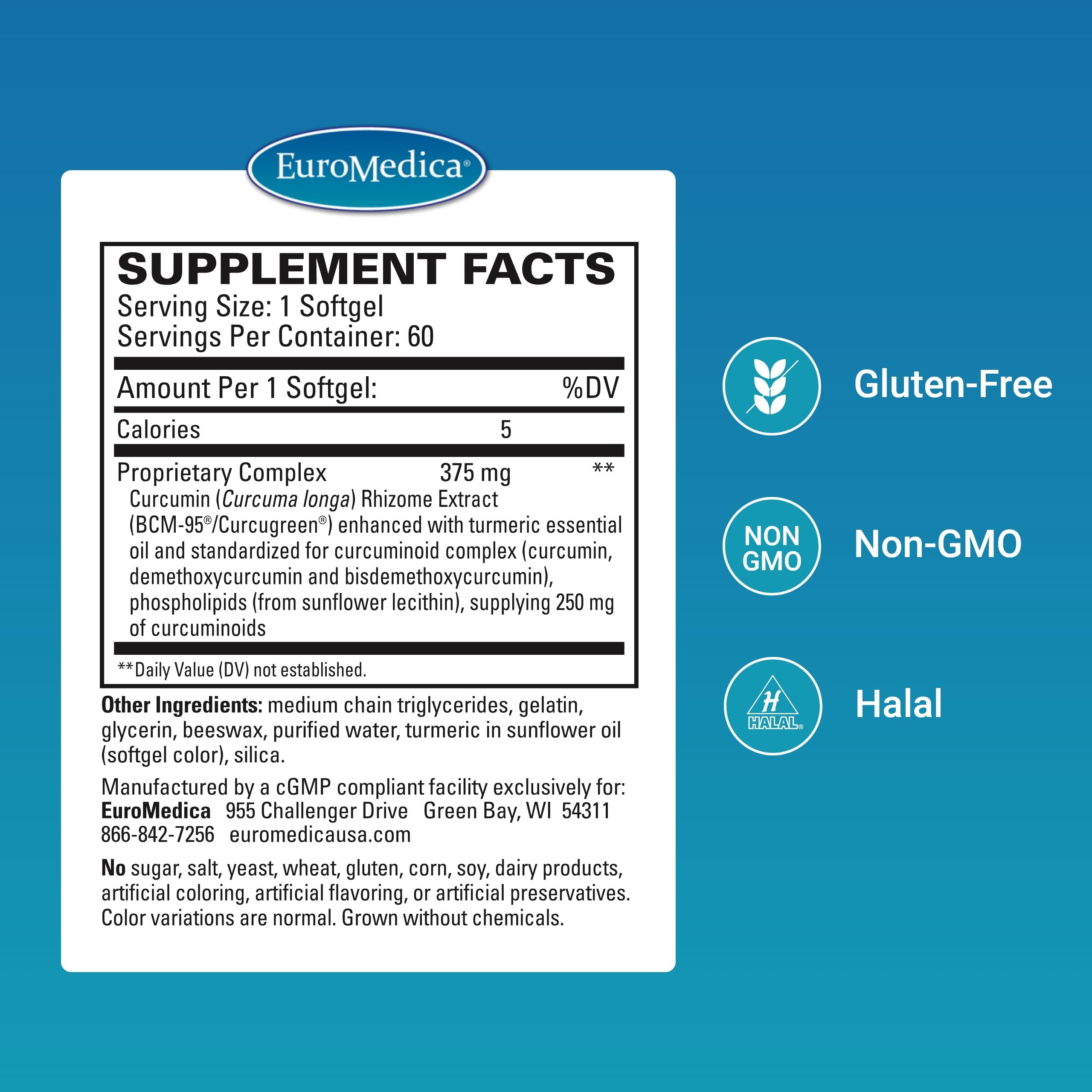 EuroMedica CuraPro 375 mg — cerveau: aide potentielle à la concentration.