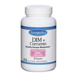 EuroMedica DIM + Curcumin : bouteille et emballage faciles à ranger pour la routine quotidienne.