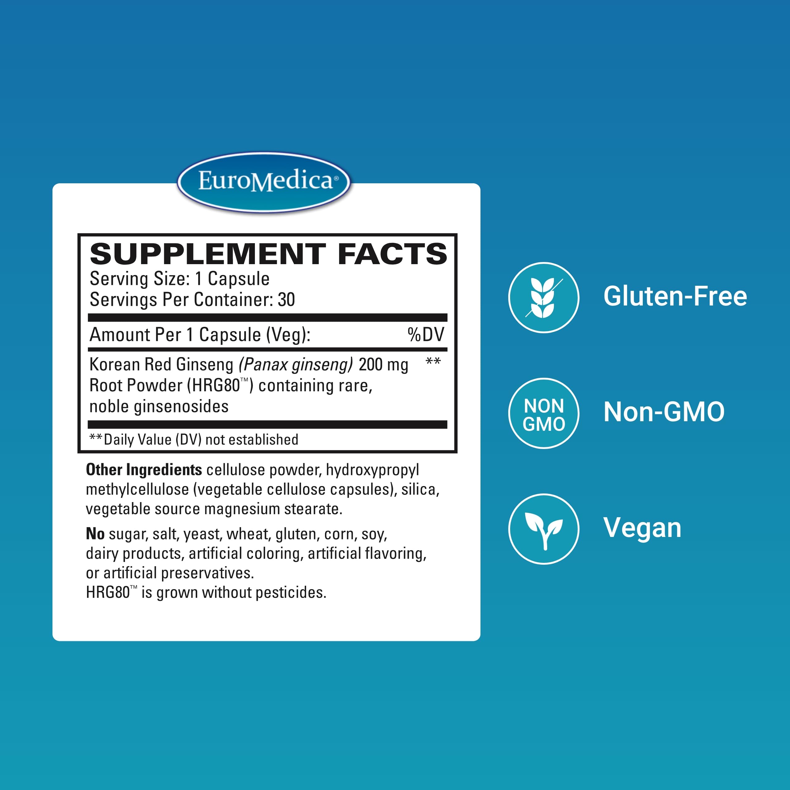 EuroMedica Ginseng Rouge Énergie – gélules: absorption potentielle rapide et endurance soutenue.