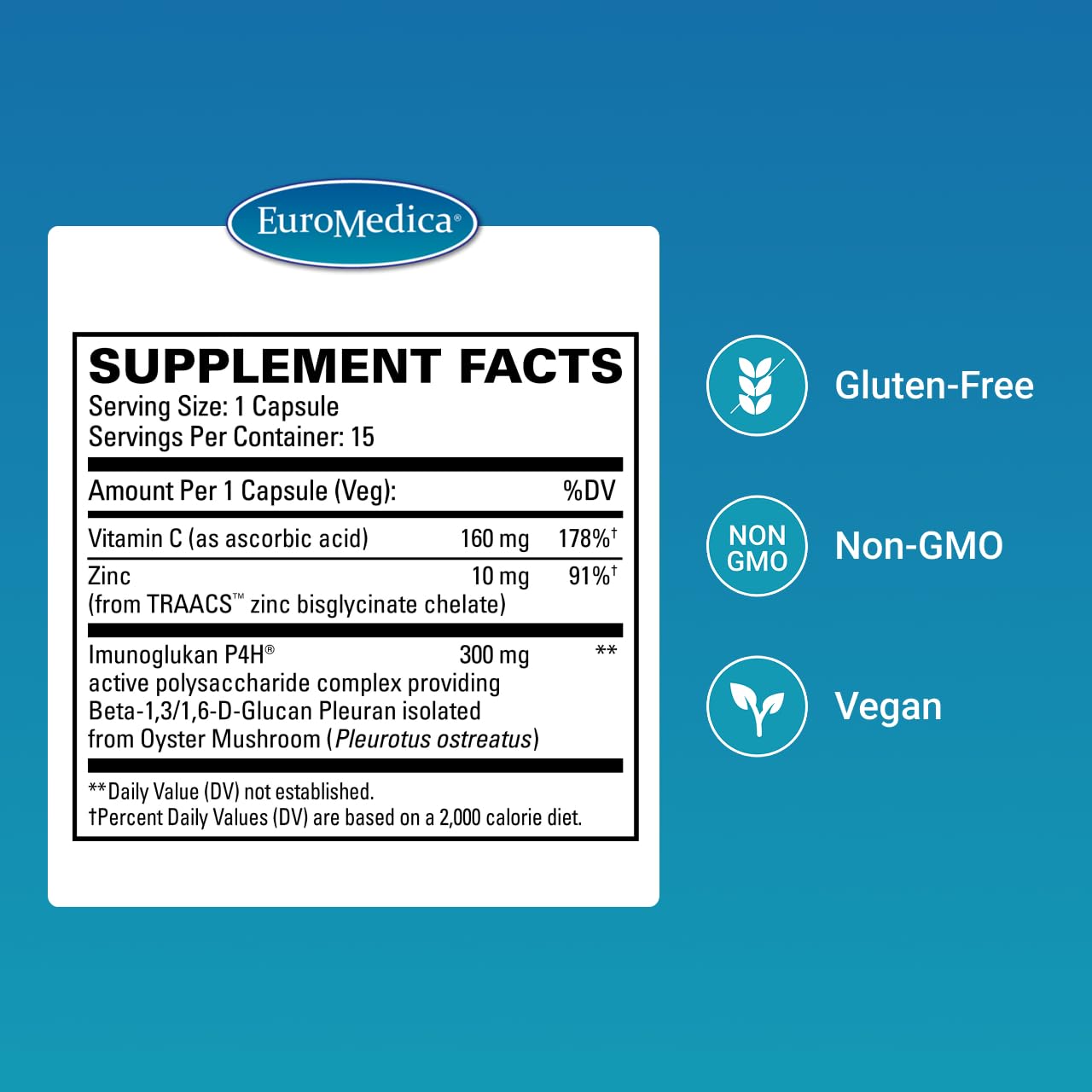 EuroMedica ImunoPleuran, etiquette et emballage, identification claire des ingrédients.