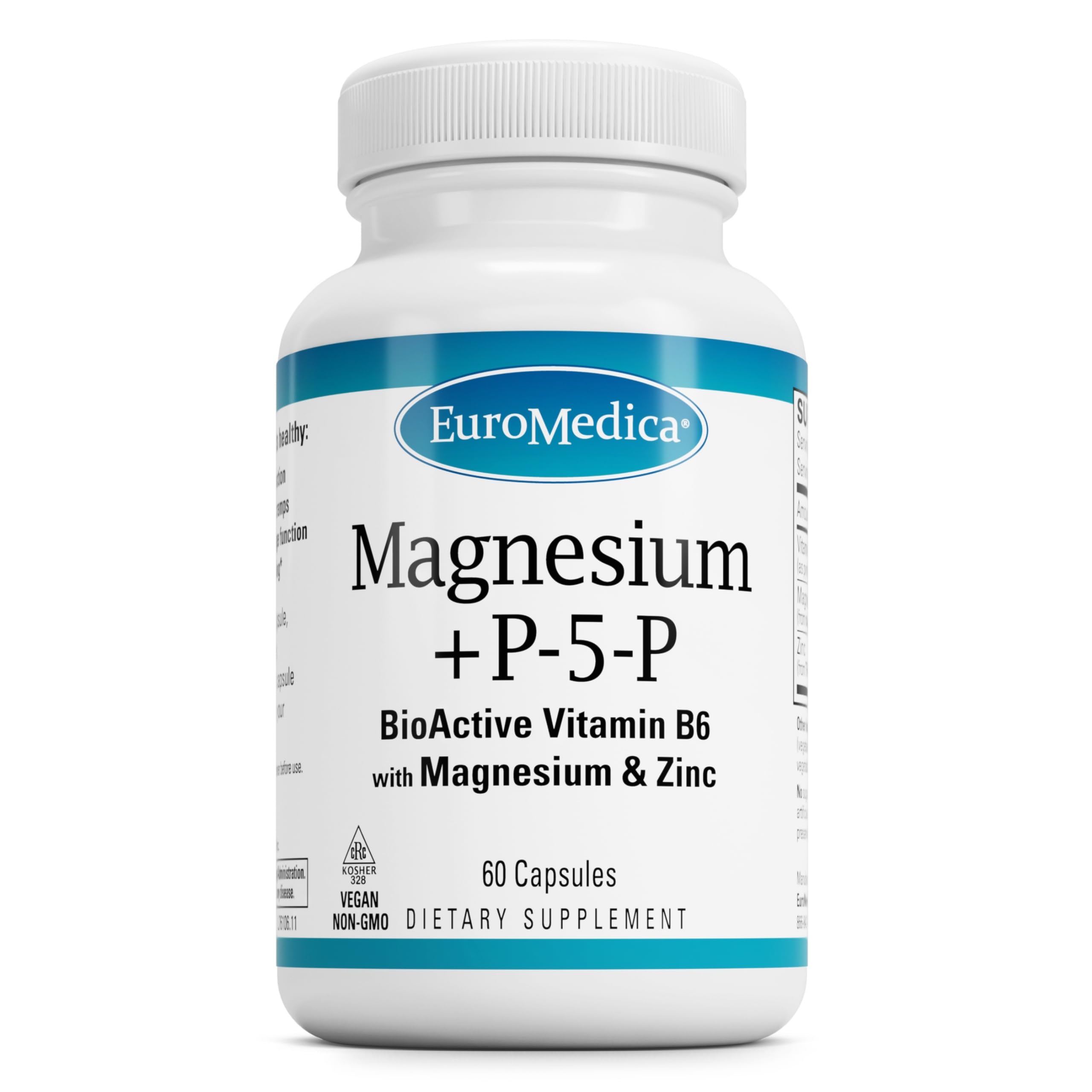 Bouteille EuroMedica Magnesium + P-5-P, routine minérale quotidienne