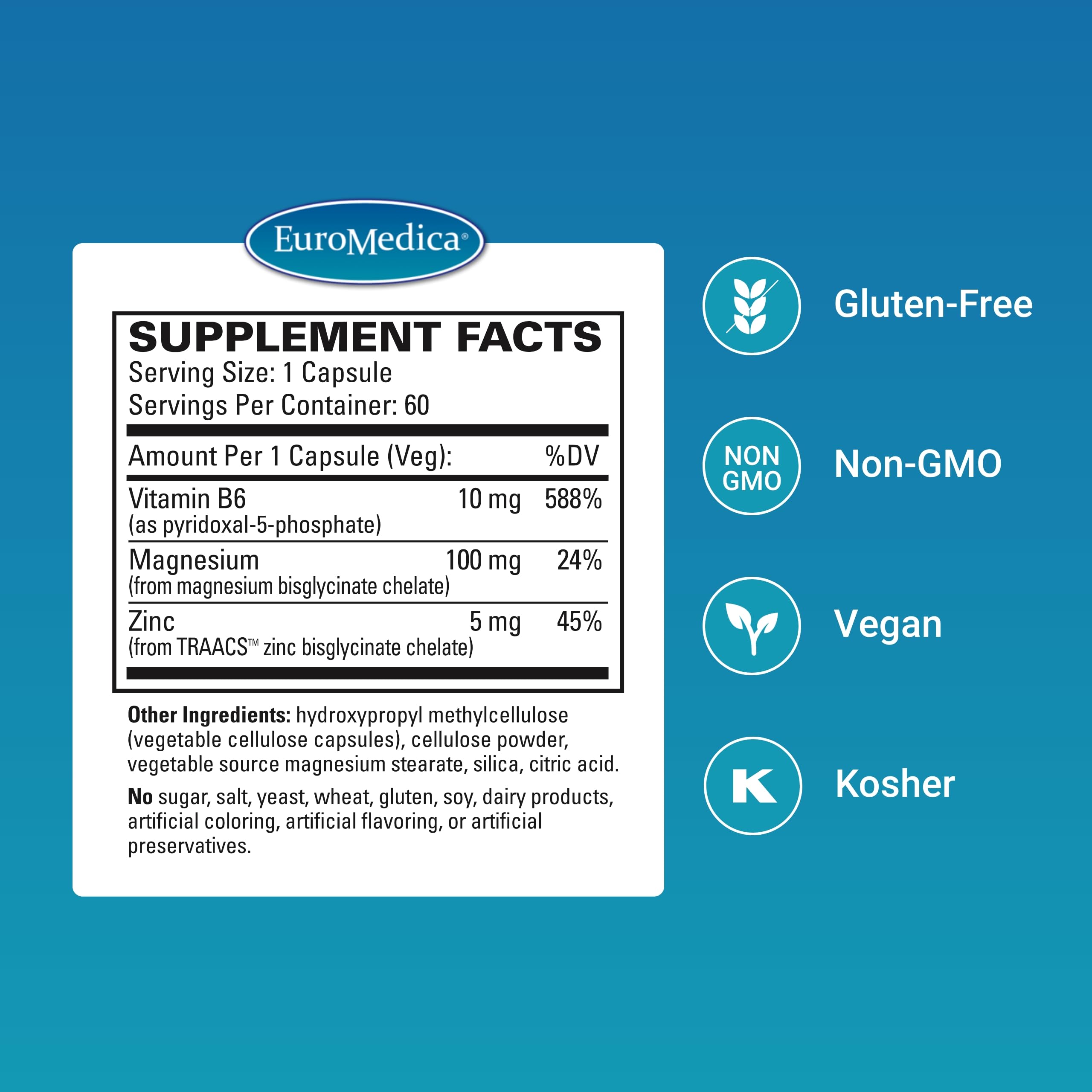 Comprimés EuroMedica Magnesium + P-5-P, dosage précis pour chaque prise