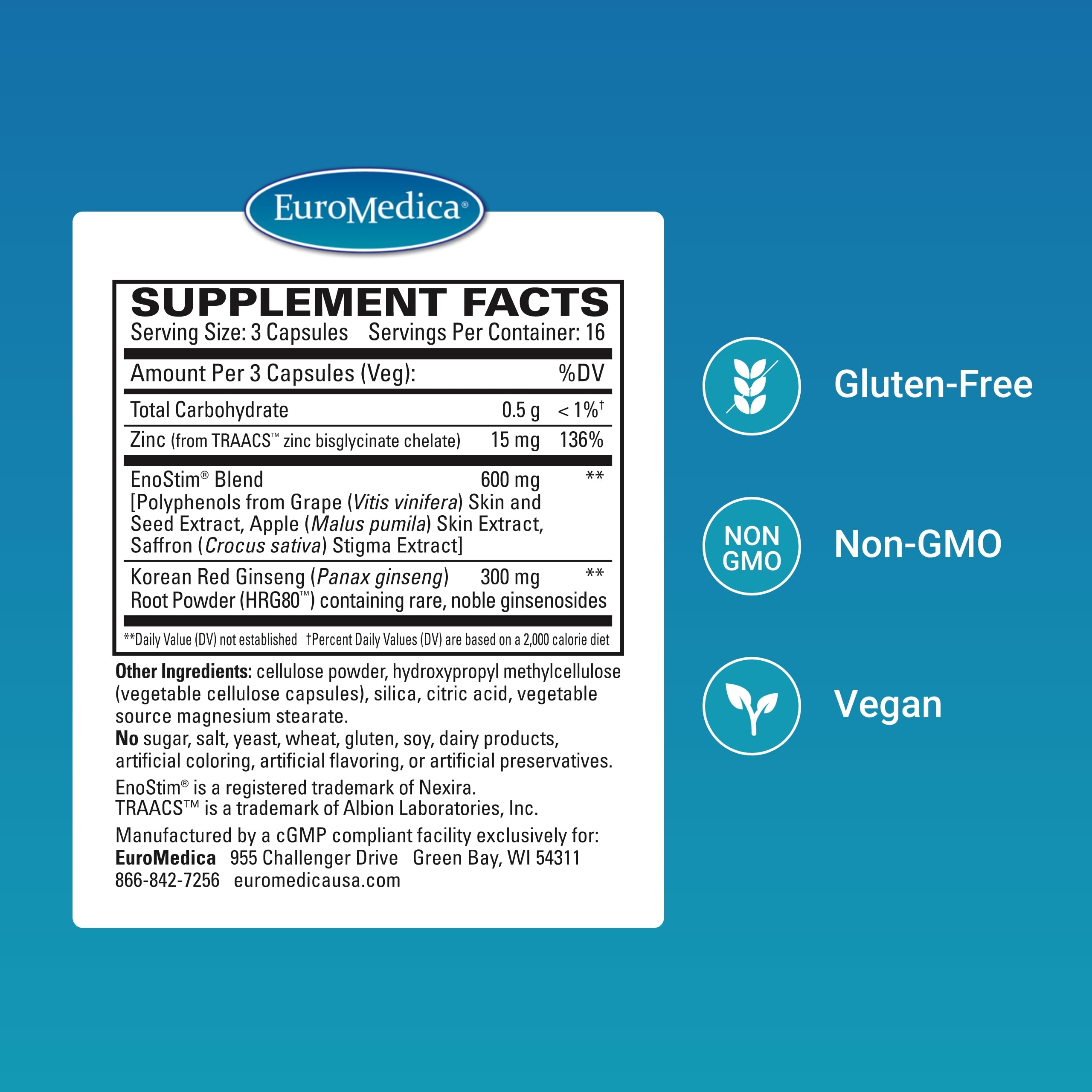 EuroMedica capsules faciles à avaler pour la routine énergétique.