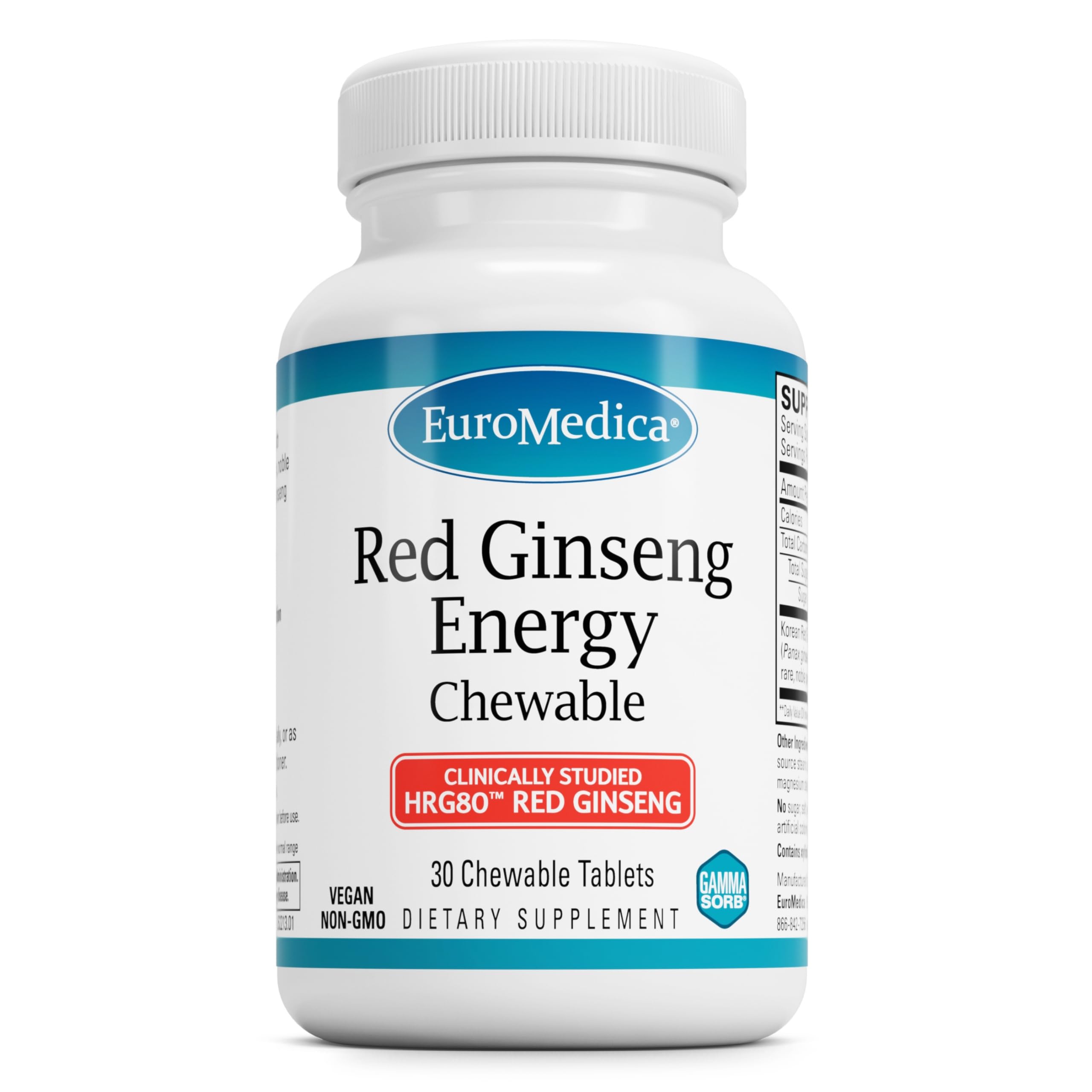 EuroMedica Ginseng Rouge Énergie — bouteille montrant énergie et concentration
