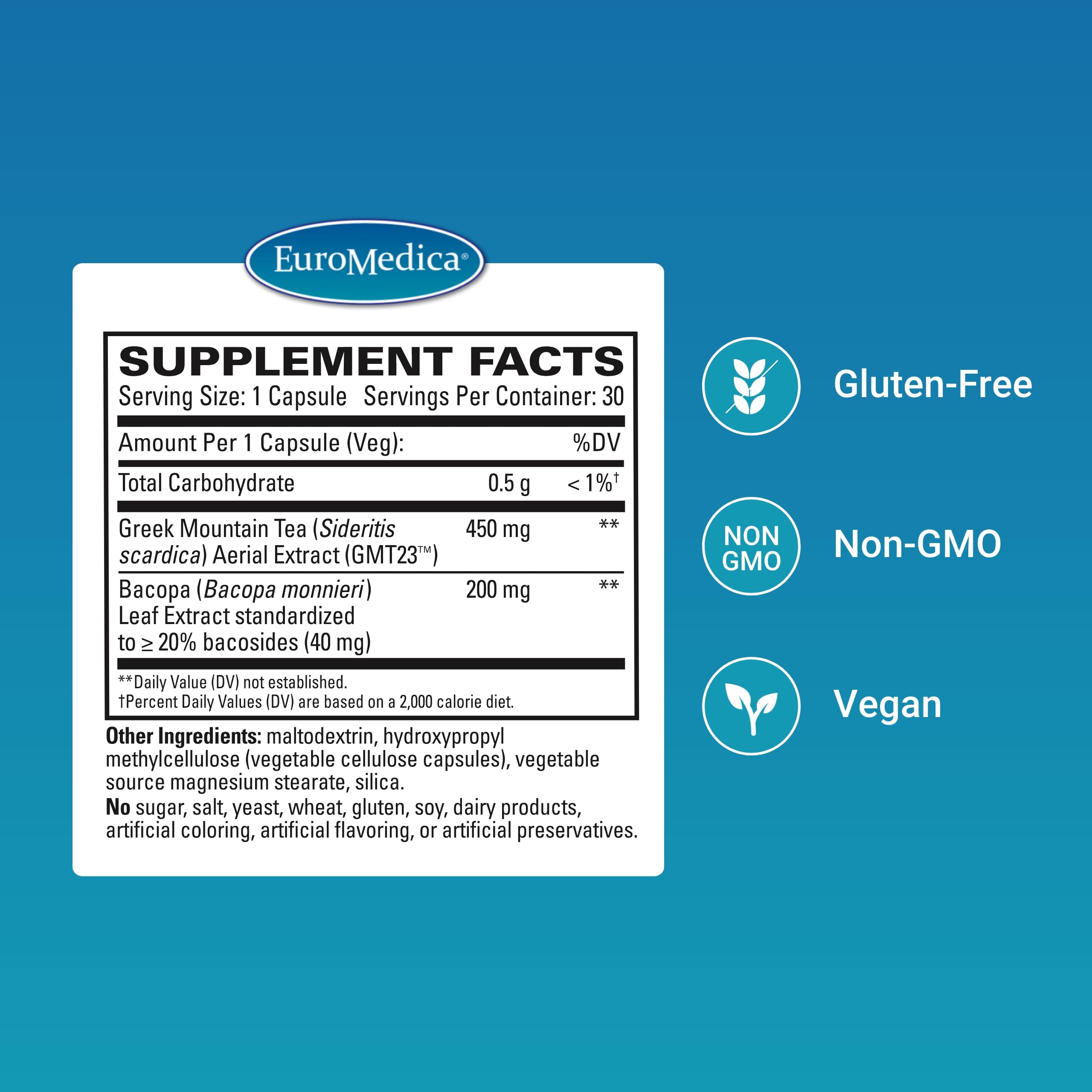 EuroMedica Santé Cérébrale Plus: gélules faciles à avaler pour le quotidien.