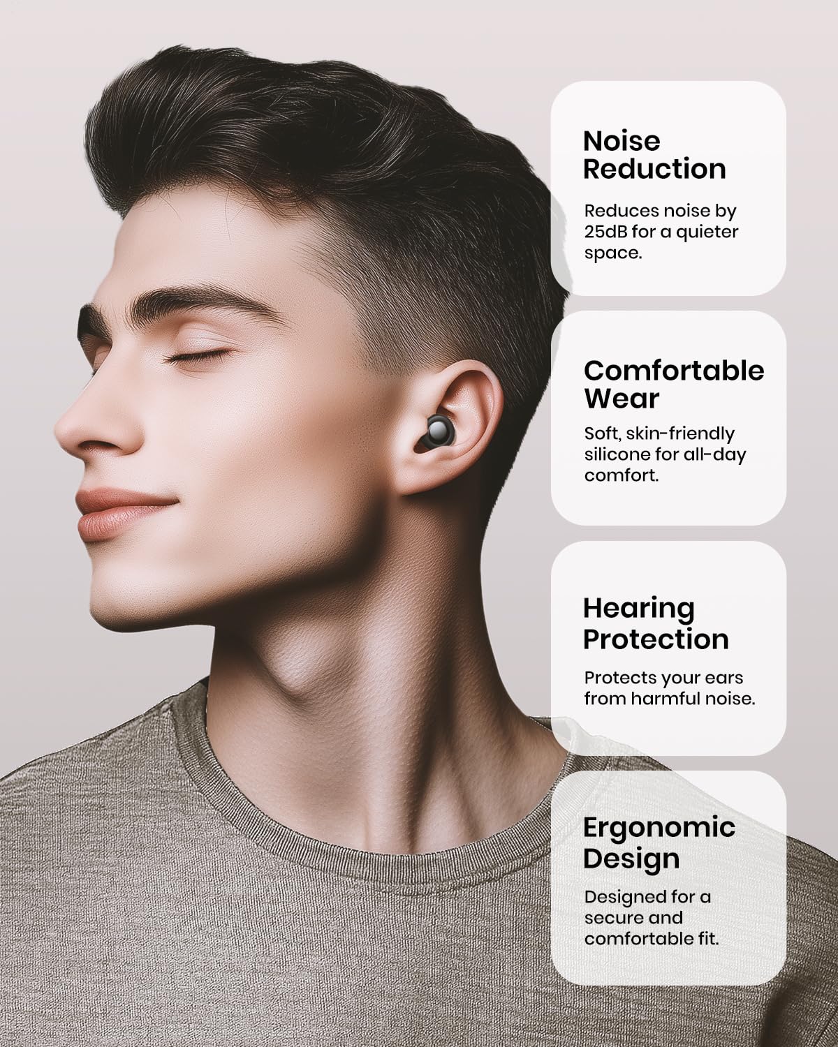 EURPMASK bouchons d'oreilles en silicone pour concerts, protection auditive discrète.