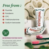 Héritage britannique EUTHYMOL depuis 1898 évoquant fiabilité et expérience.