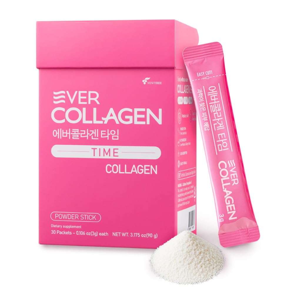 Ever Collagen Time NewTree sachets pomme en emballage pratique à emporter pour beauté au quotidien.