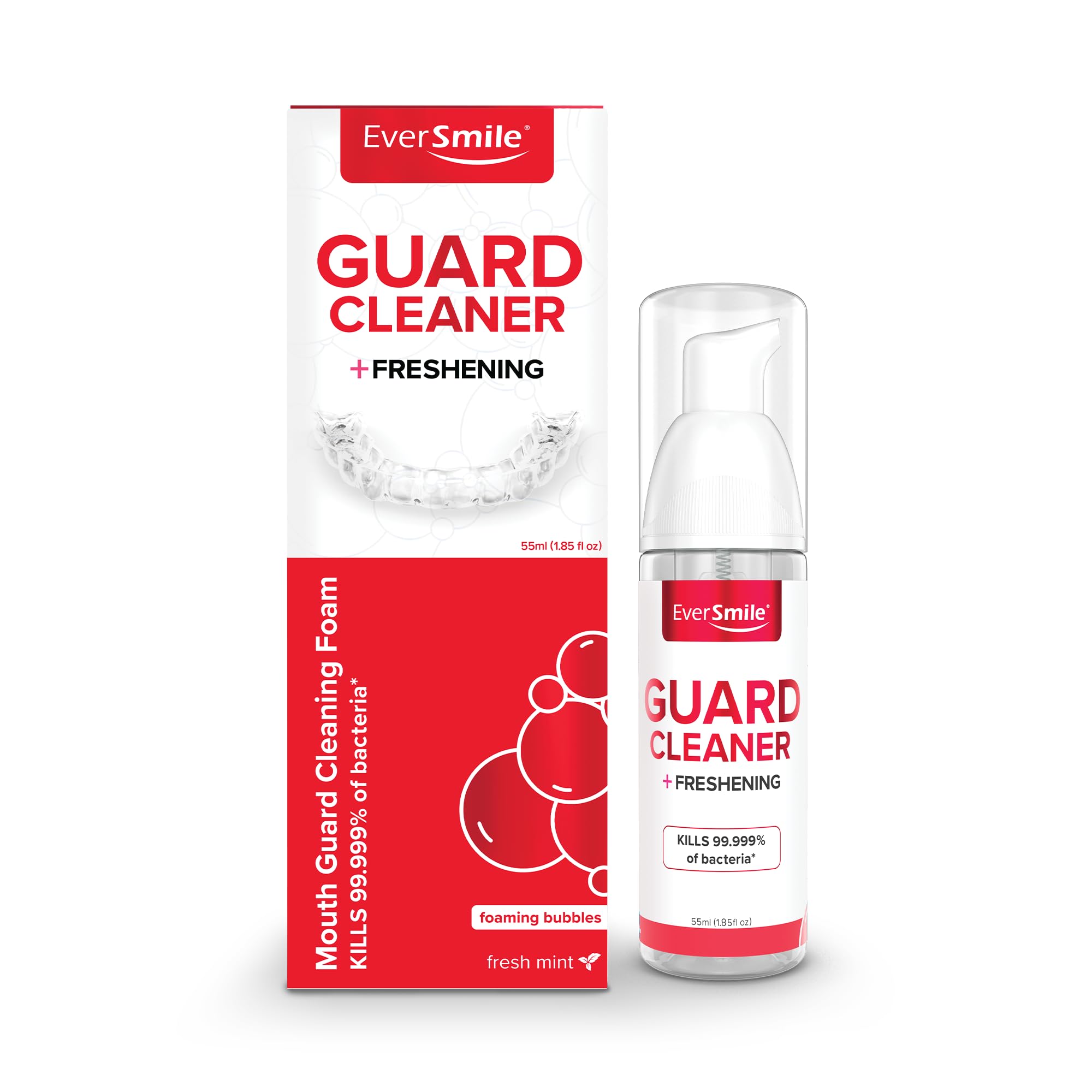 EverSmile Mousse nettoyante protège-dents emballage 55 ml, nettoyage en profondeur.