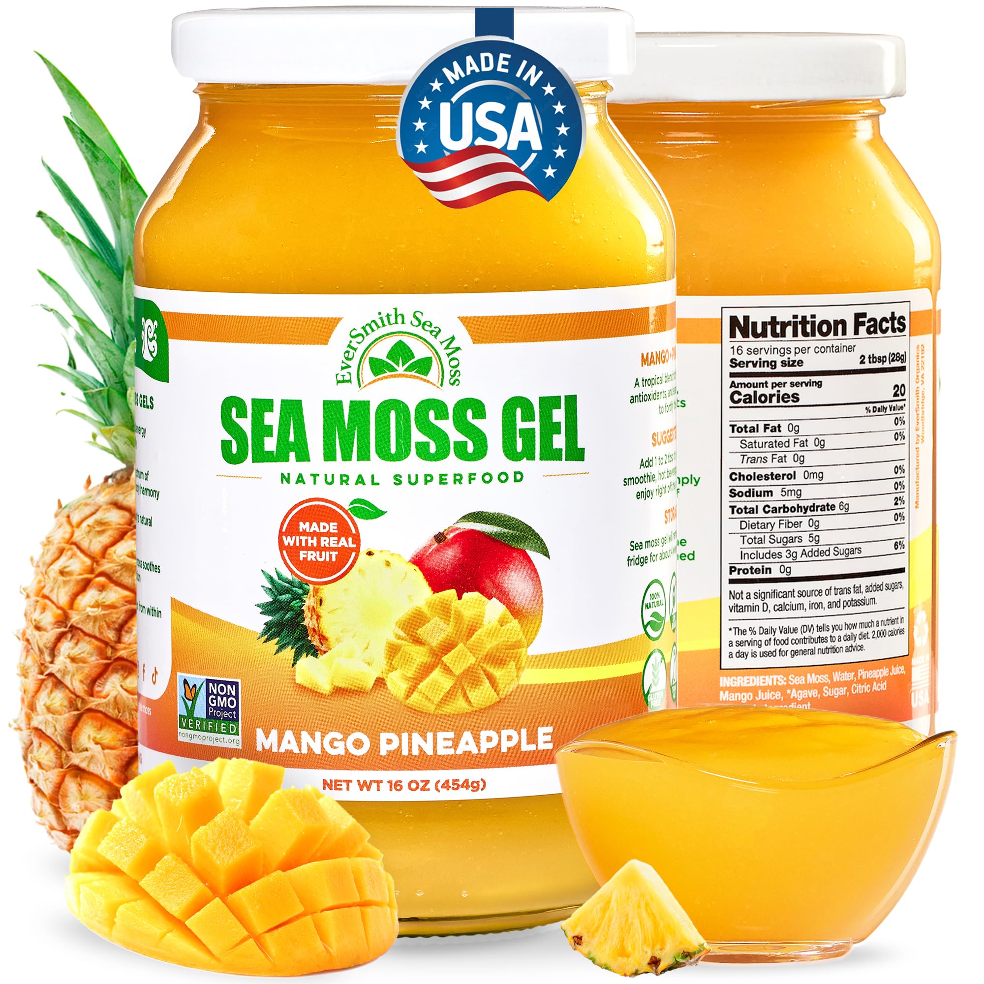 EverSmith Organics gel d’algues irlandaises sauvages mangue-ananas, texture veloutée pour smoothies