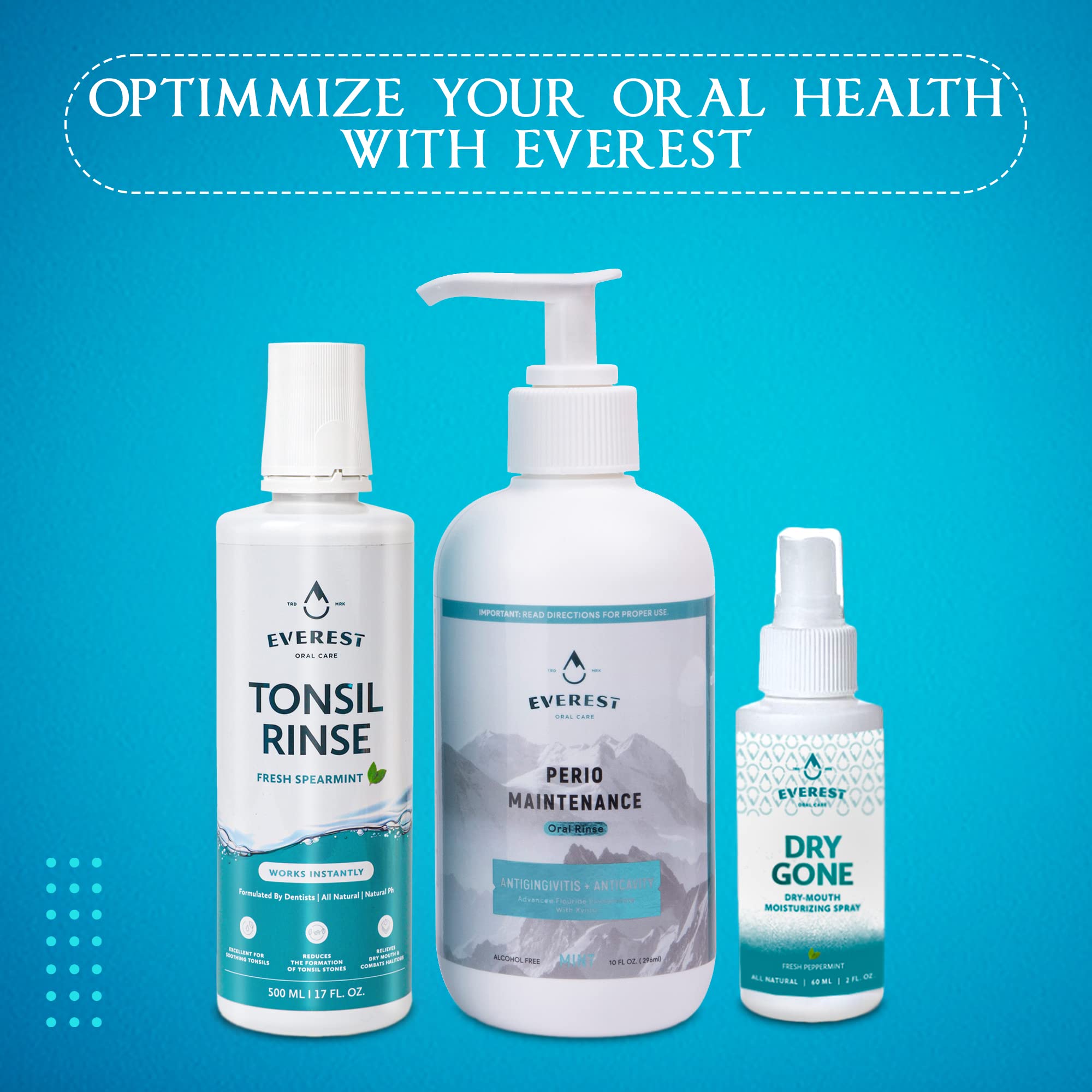 Everest Oral Care – Haleine fraîche et goût menthe après le rinçage.