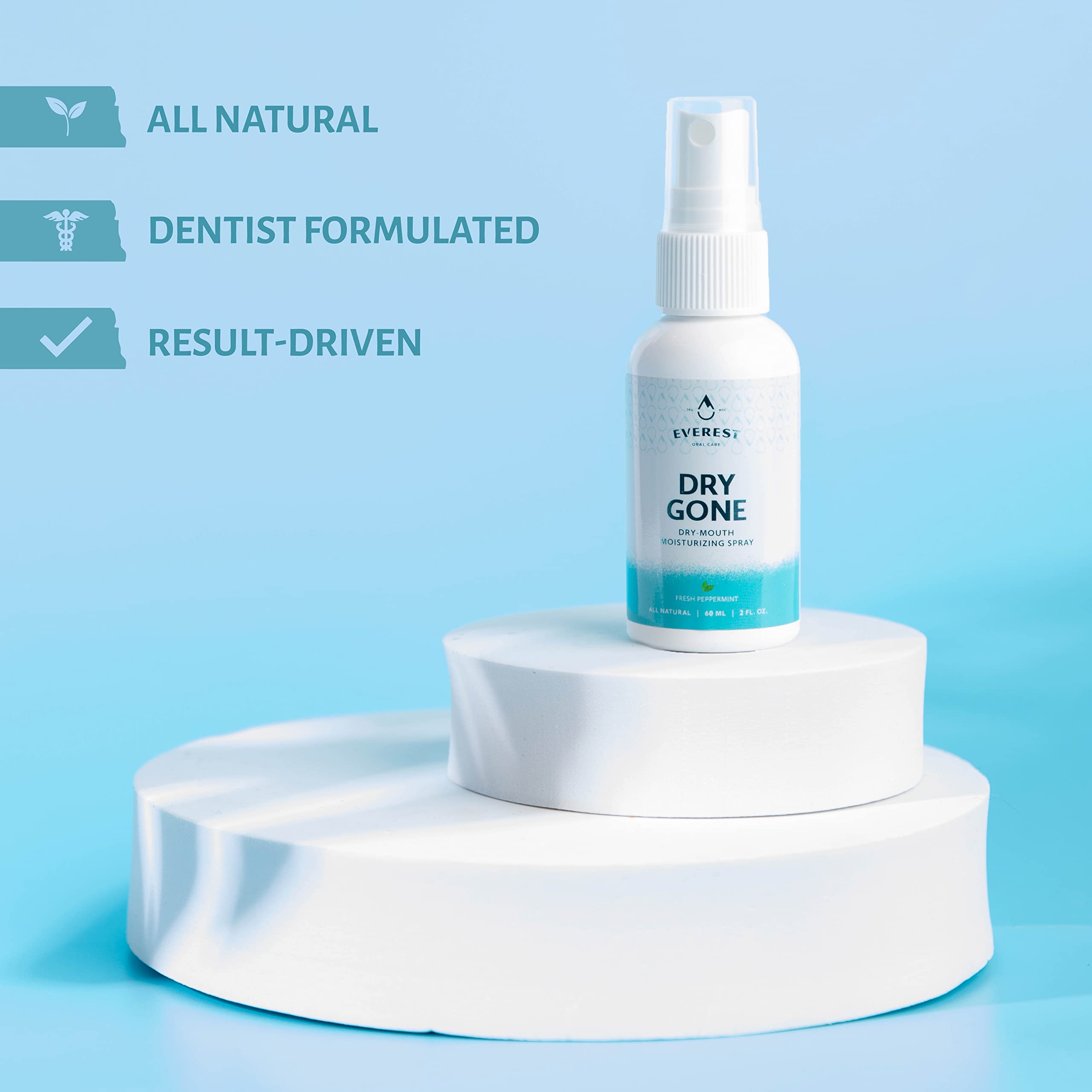 Everest Oral Care Spray : extrait neem et huile de menthe fraîche pour le confort.