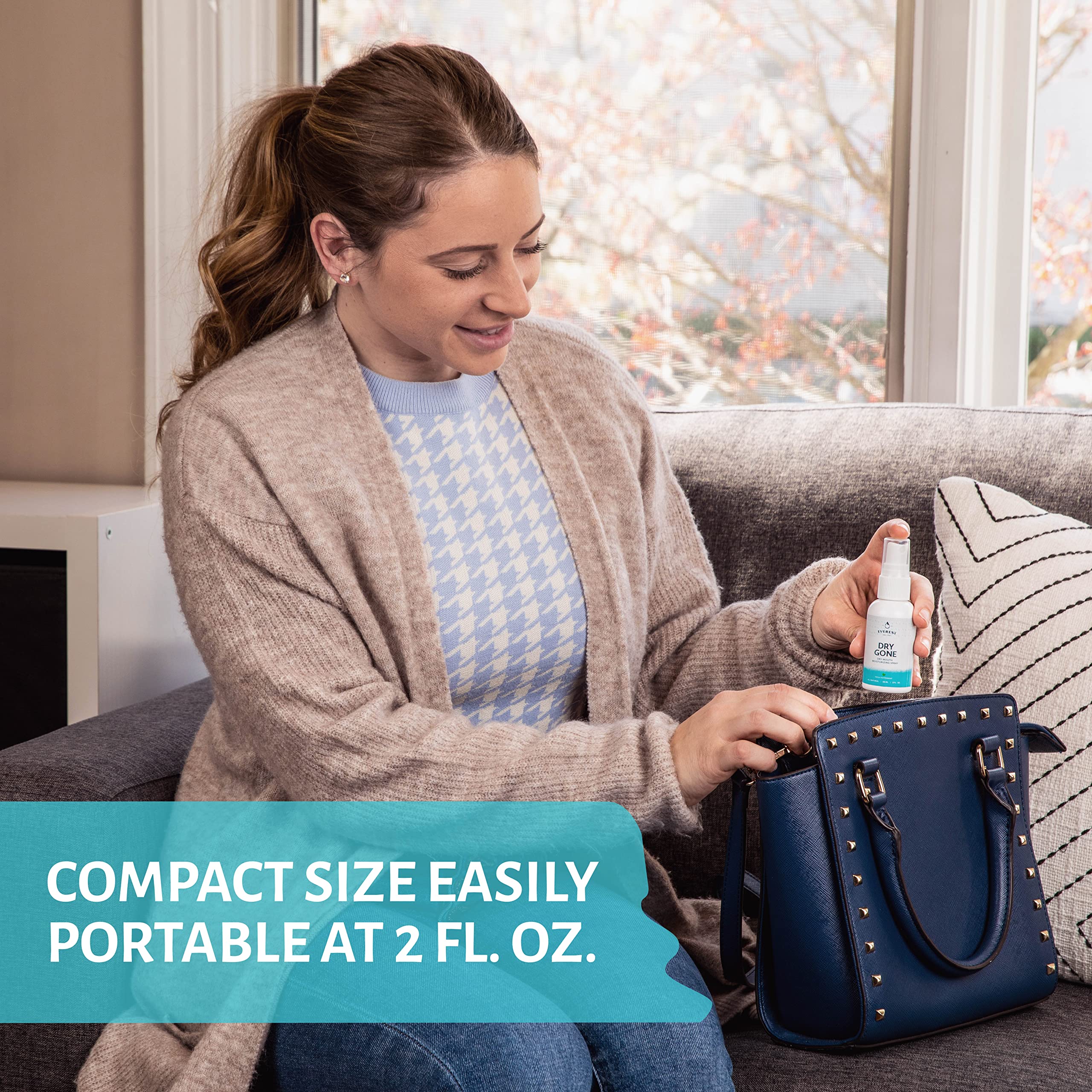 Everest Oral Care Spray : format voyage compact et facile à emporter.