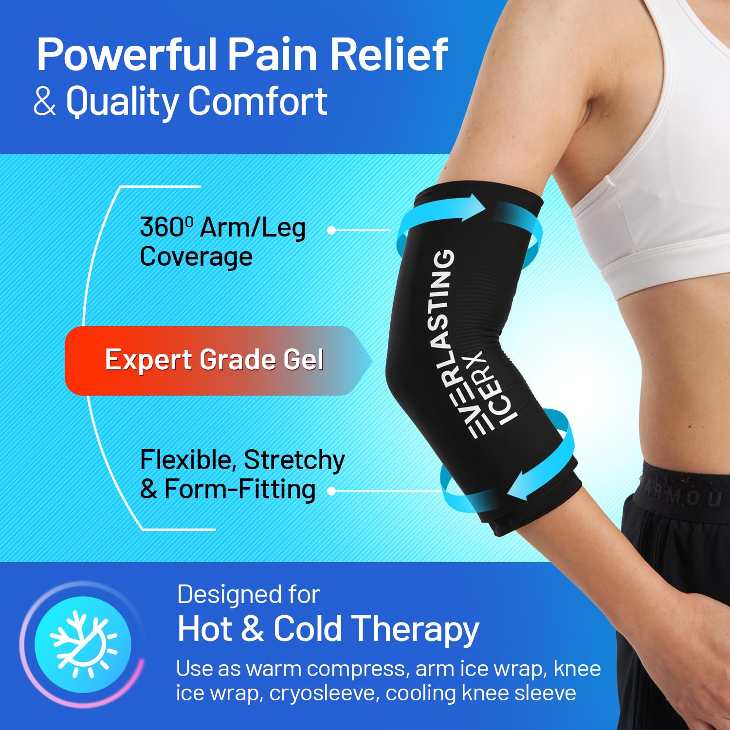 Everlasting Ice RX bandeau glace genou-confort avec maintien optimal.