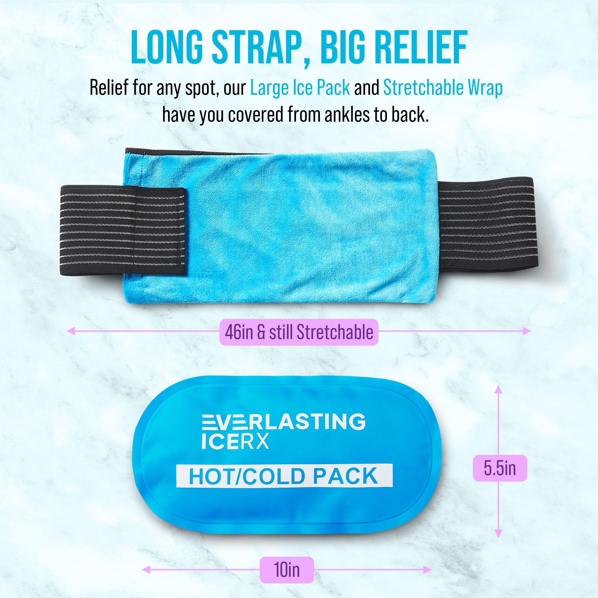 Everlasting Ice RX gel-pack-cheville-mobilité, enveloppe flexible pour articulation.