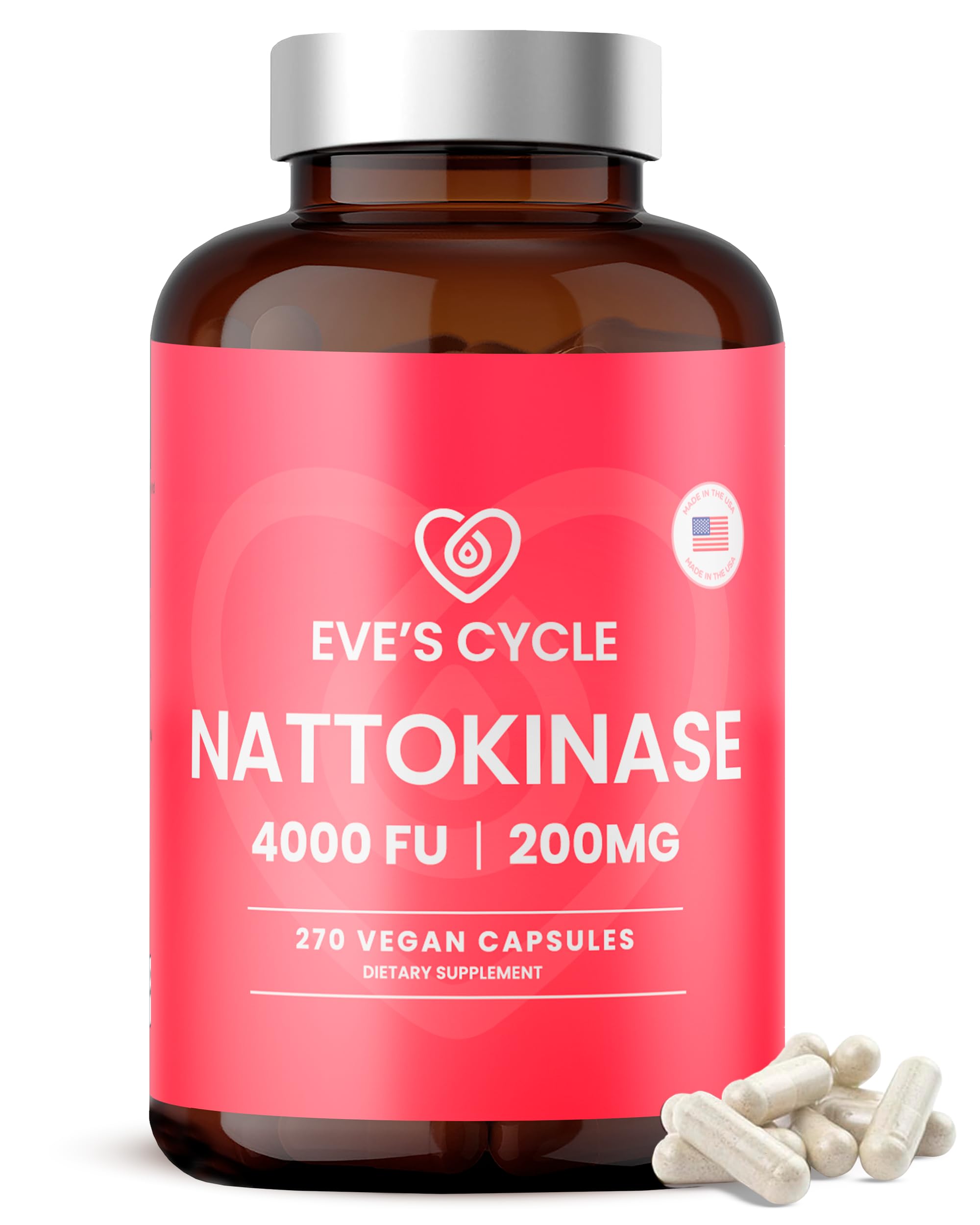 Eve's Cycle nattokinase - bouteille prête, potentiel soutien de la circulation quotidienne.