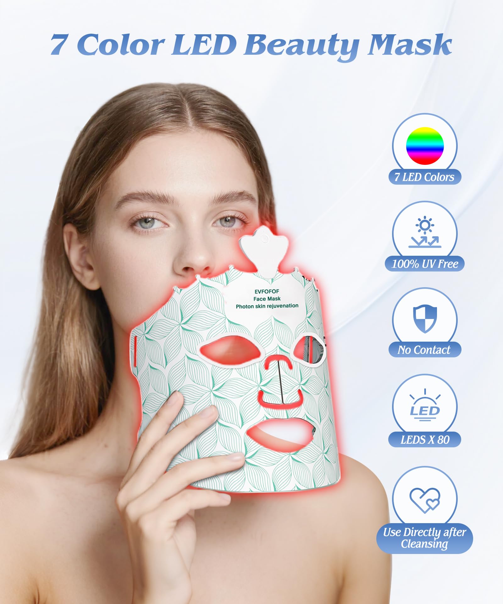 Masque EVFOFO lumière infrarouge visage pour confort et détente cutanée