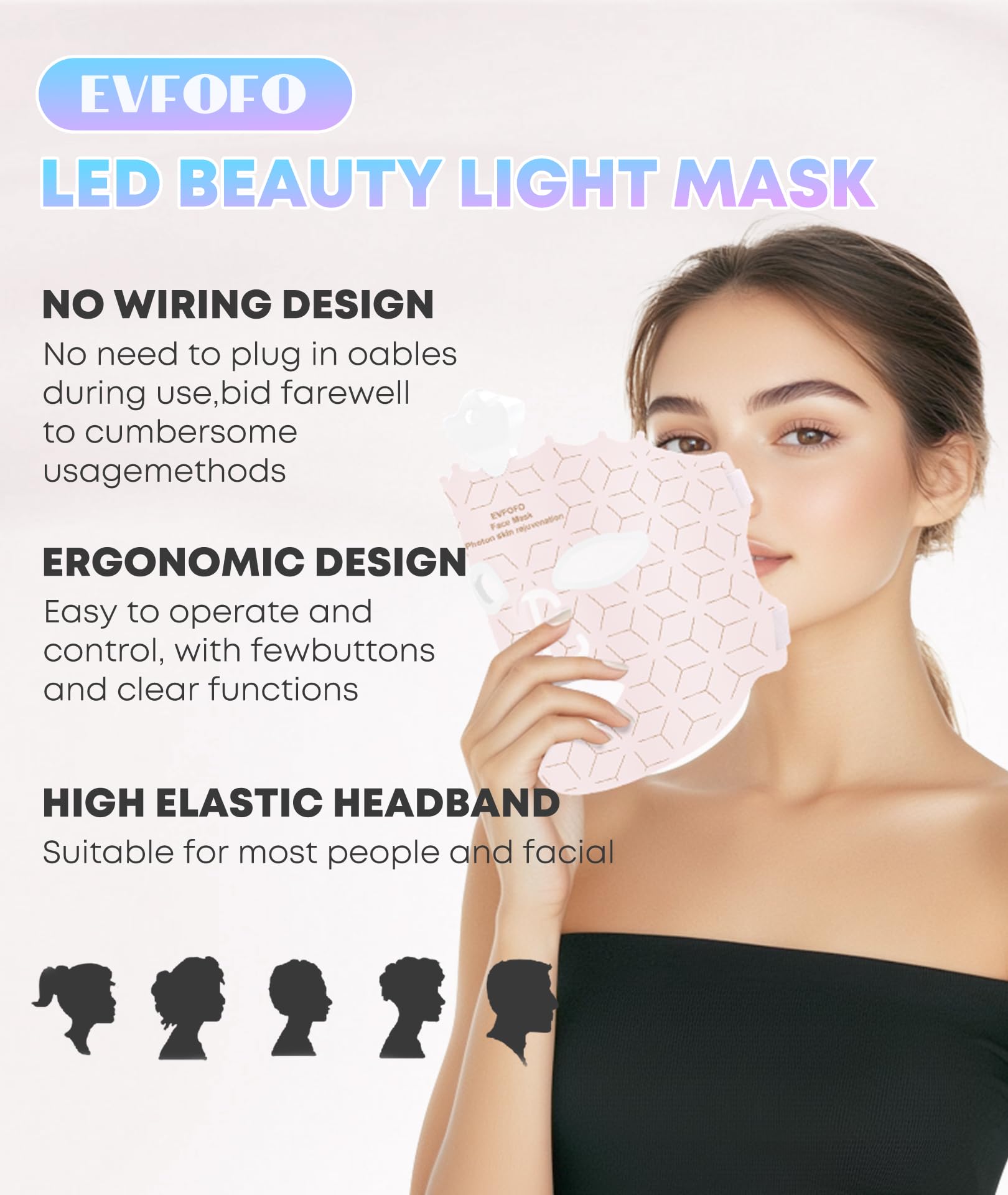 Masque EVFOFO Visage Contrôle par longue pression simple et rapide