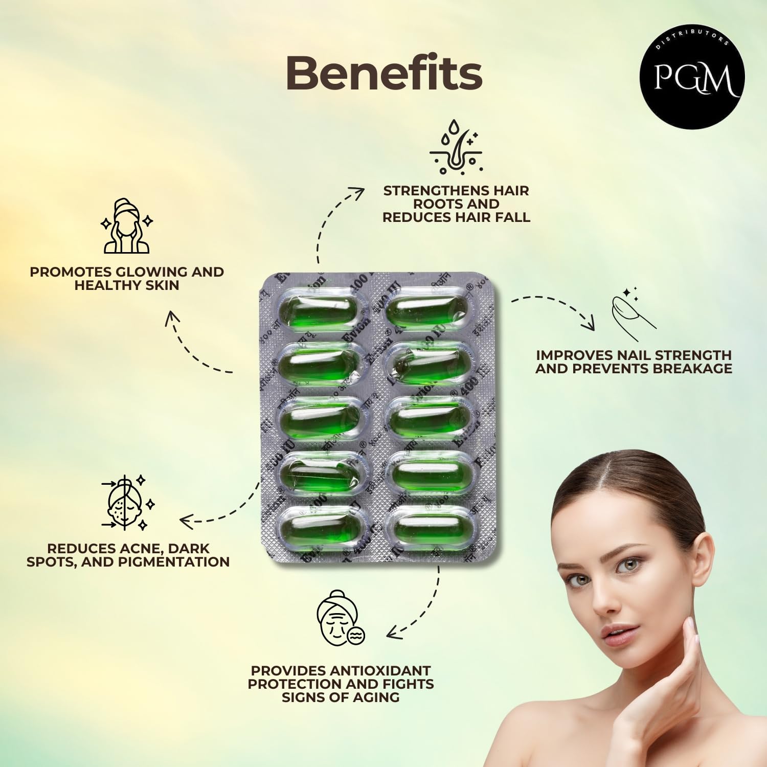 Évion Vitamine E capsules peau lumineuse en routine soin