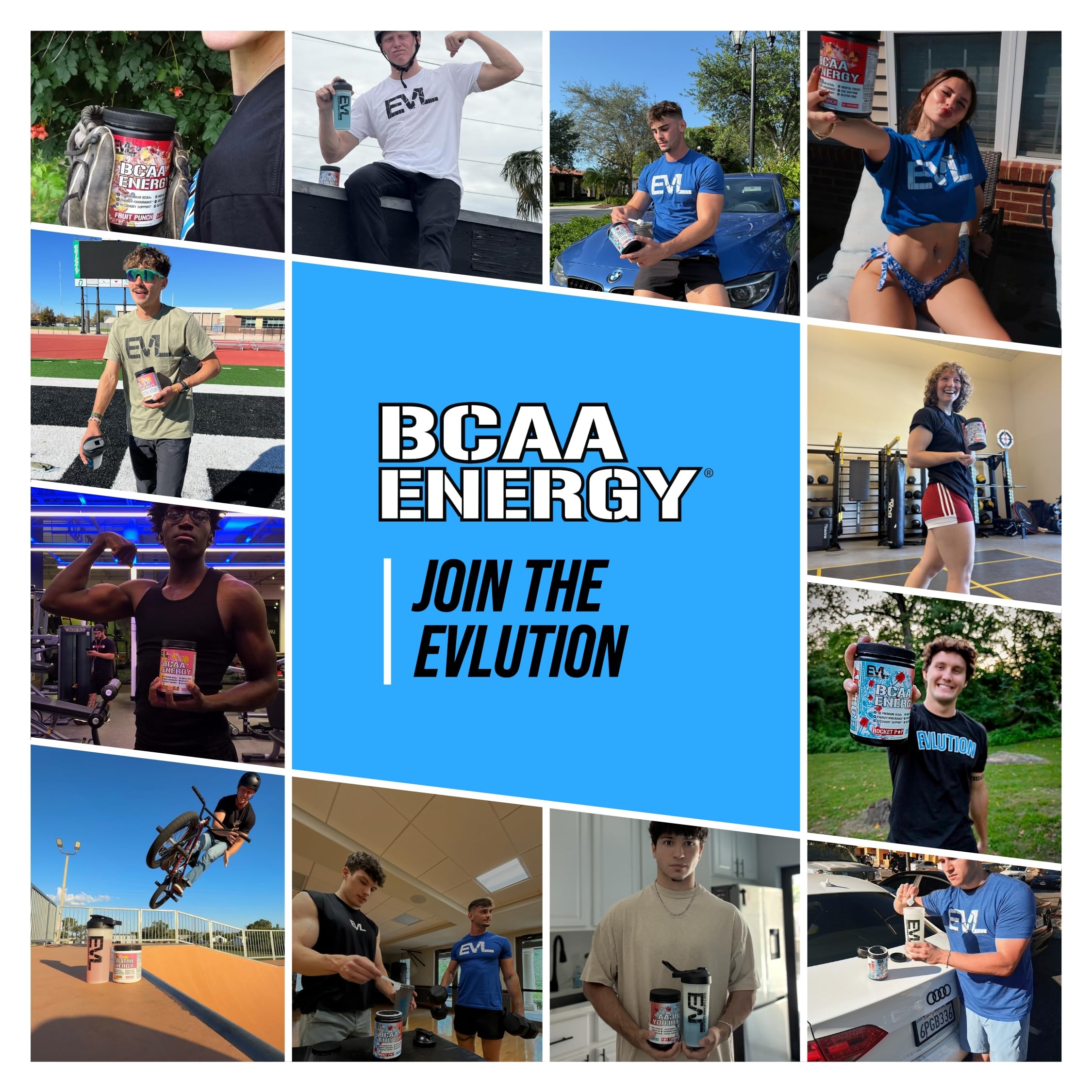 EVL BCAAs Energy – Arôme Blue Raz, boisson sportive attrayante.