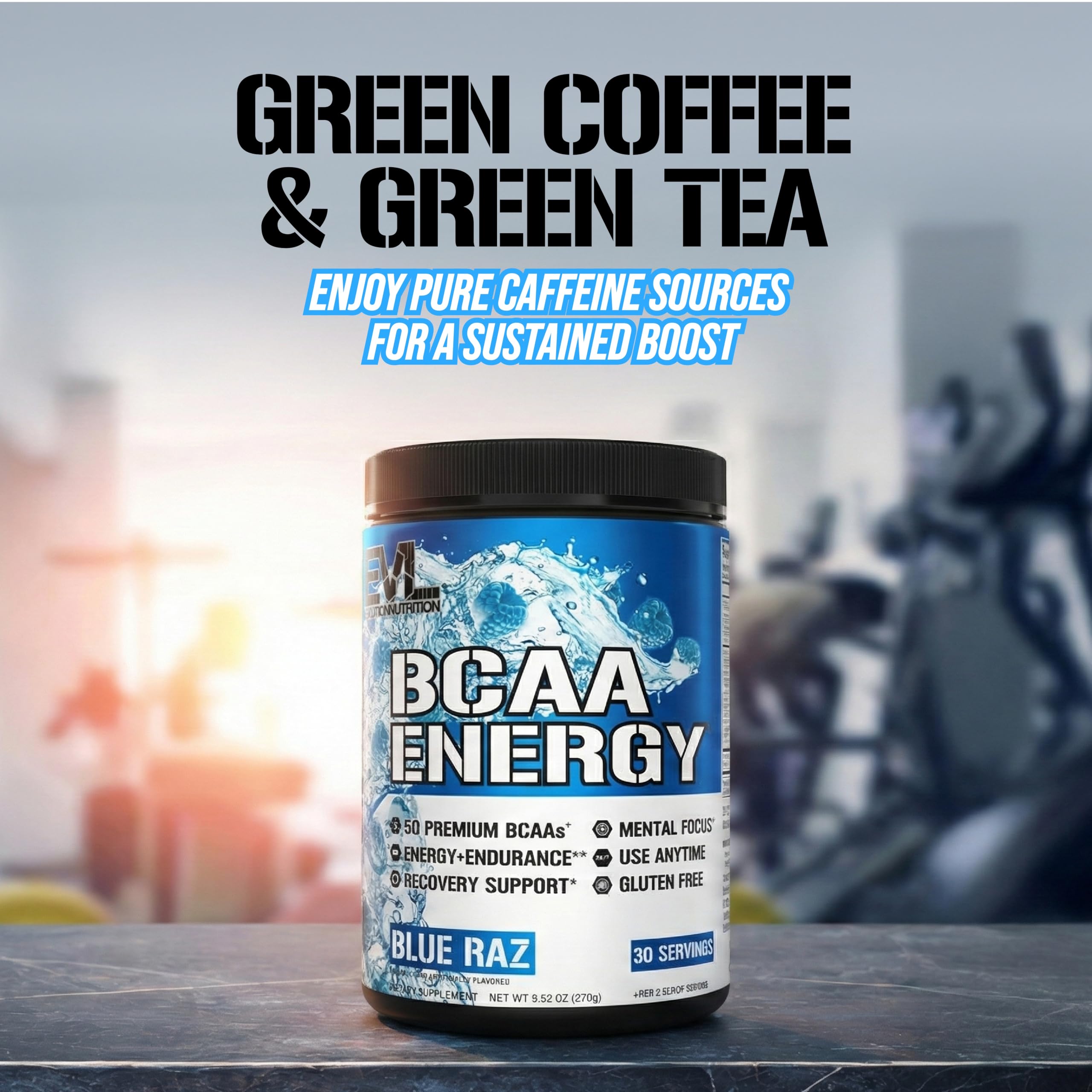 EVL BCAAs Energy – Poudre facile à mesurer pour un pré-entraînement pratique.