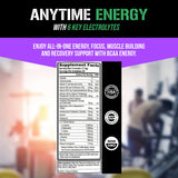 EVL BCAAs Énergie Raisin – verre d’hydratation démontrant une énergie soutenue.