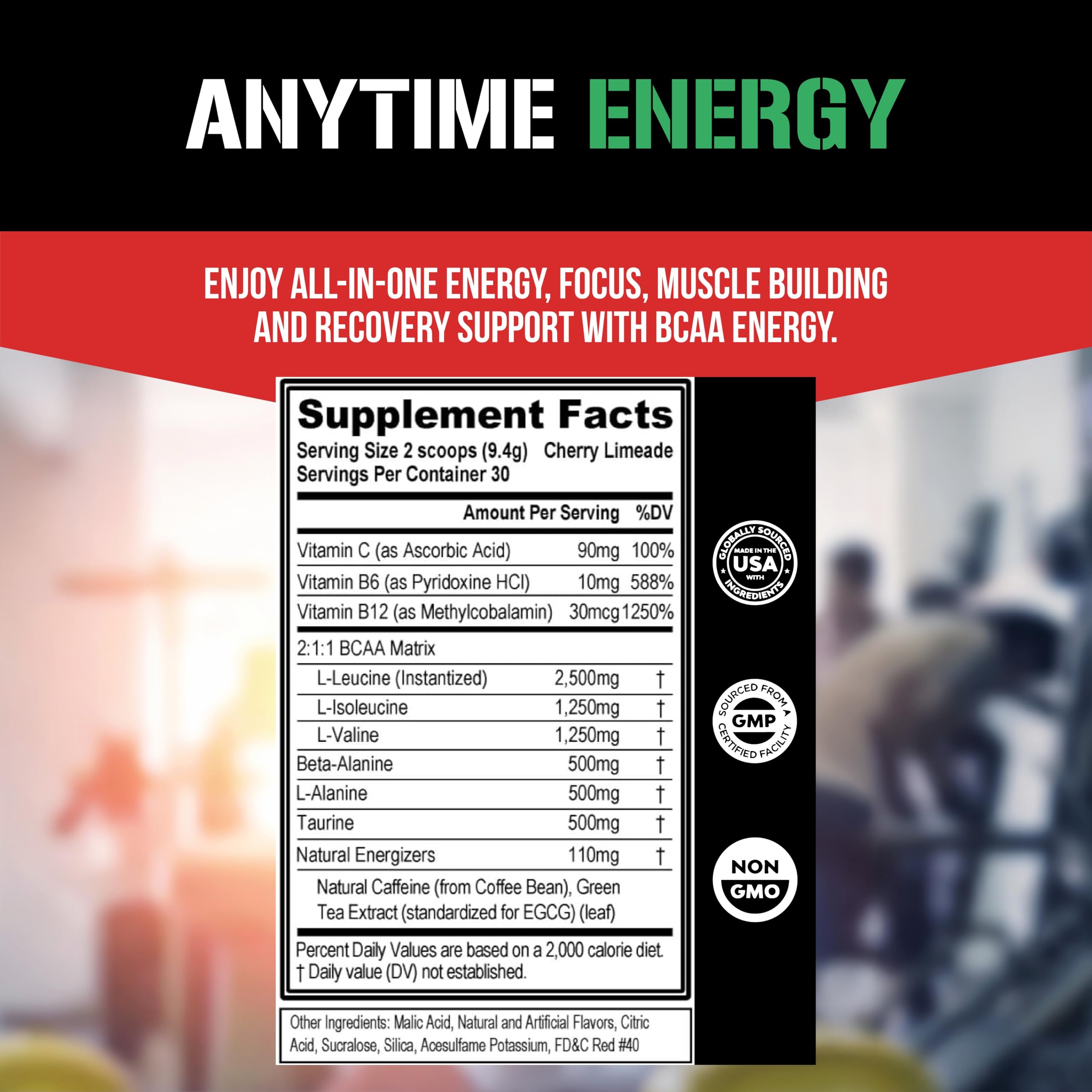 EVL BCAA Energy arôme cerise-limeade pour un goût rafraîchissant.