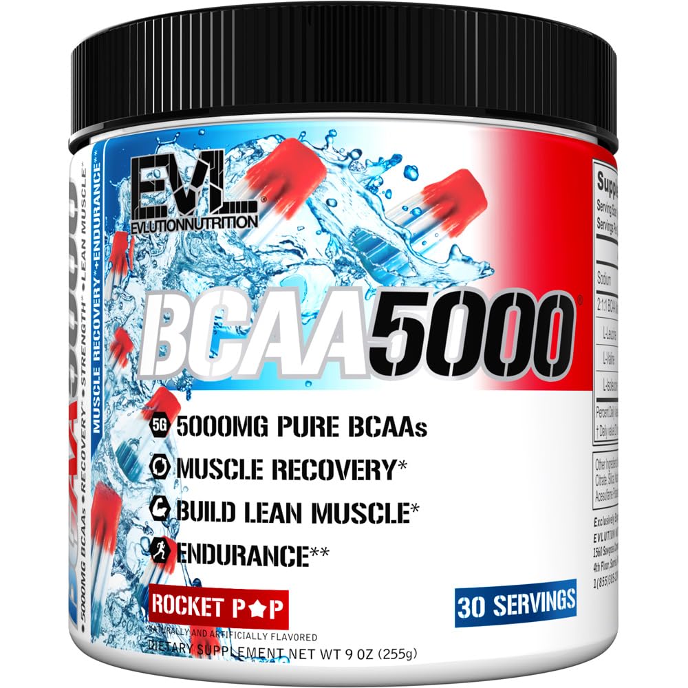 EVL BCAAs Poudre Rocket Pop en boîte pour récupération musculaire après l’entraînement